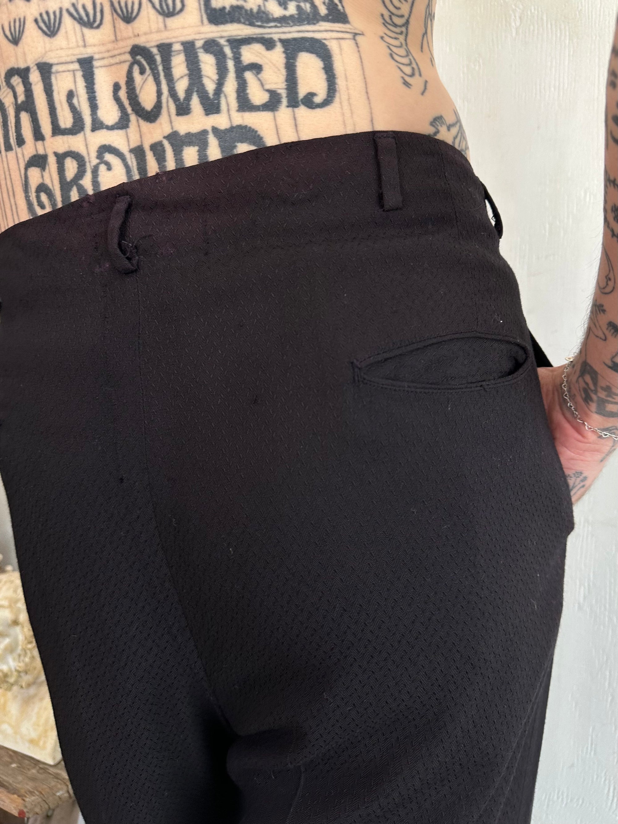 1950s Textured Pleated Rayon Trousers