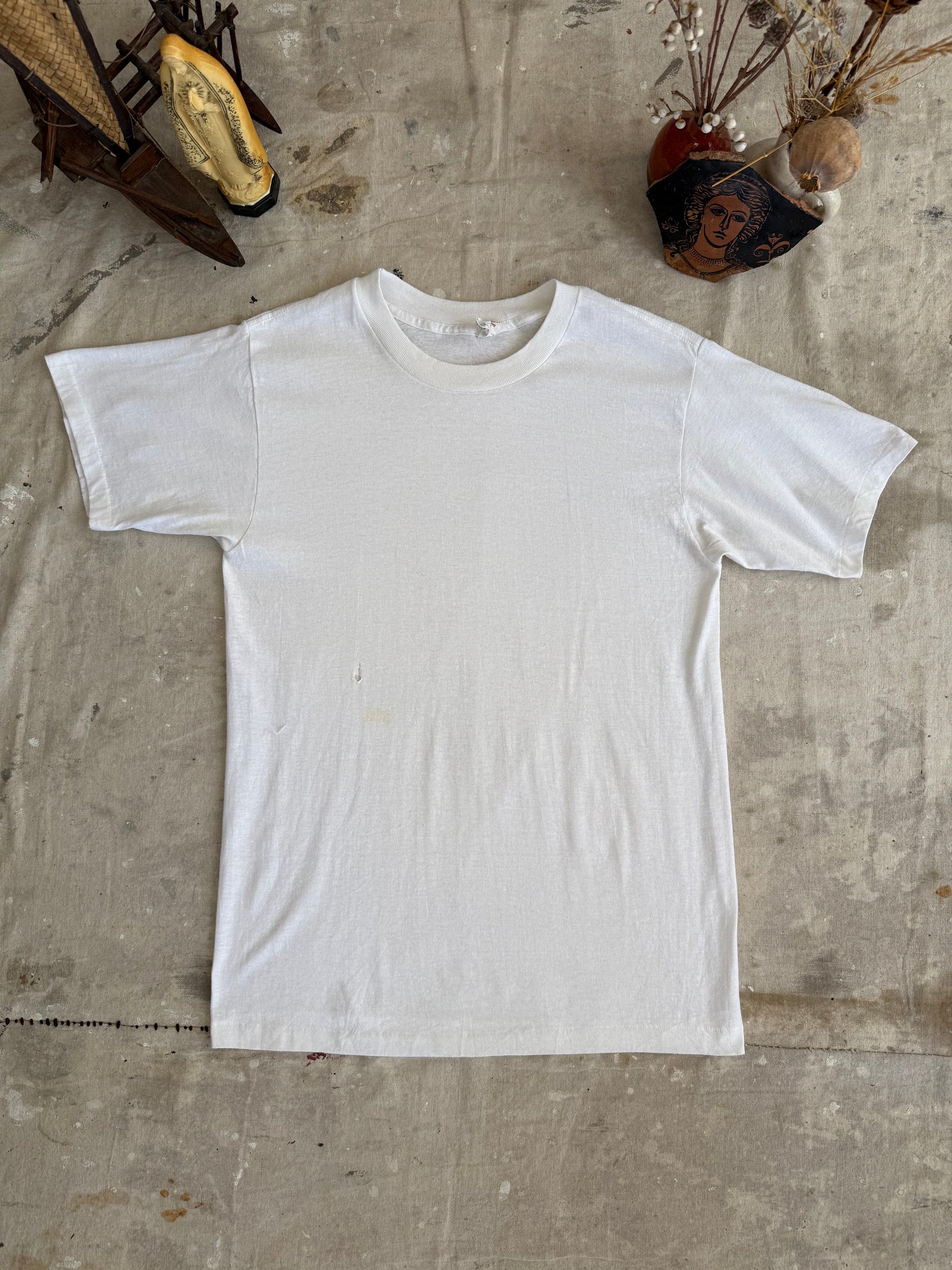 1980s Well Worn White Blank