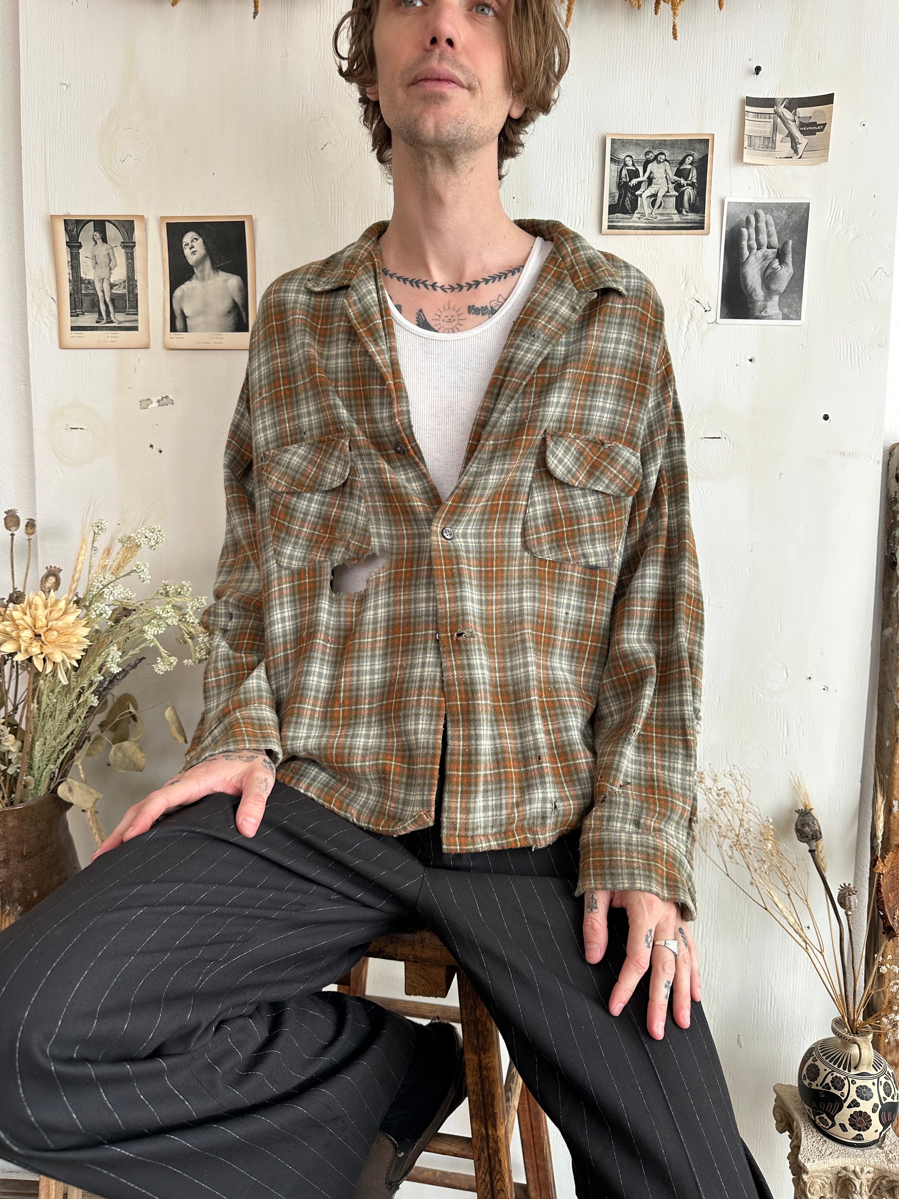 1950s Gauzy Thrashed Flannel (Boxy XL)