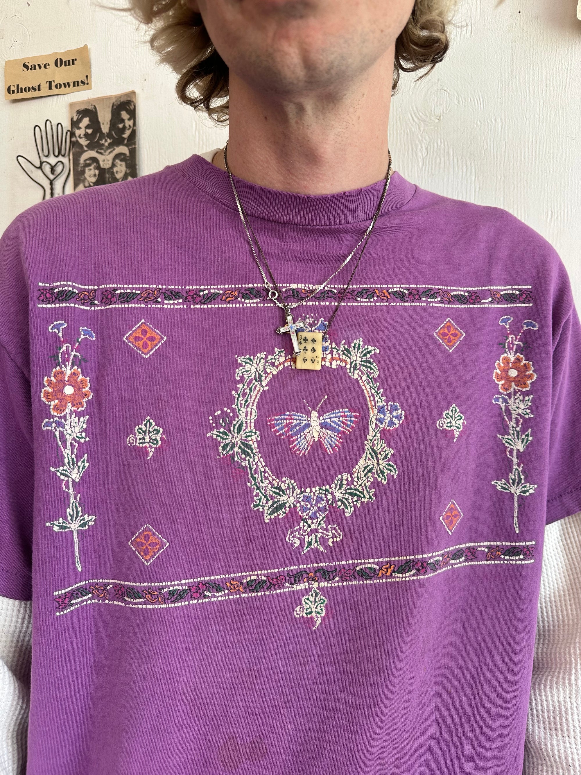 1990s Well Worn Floral Ornate Tee