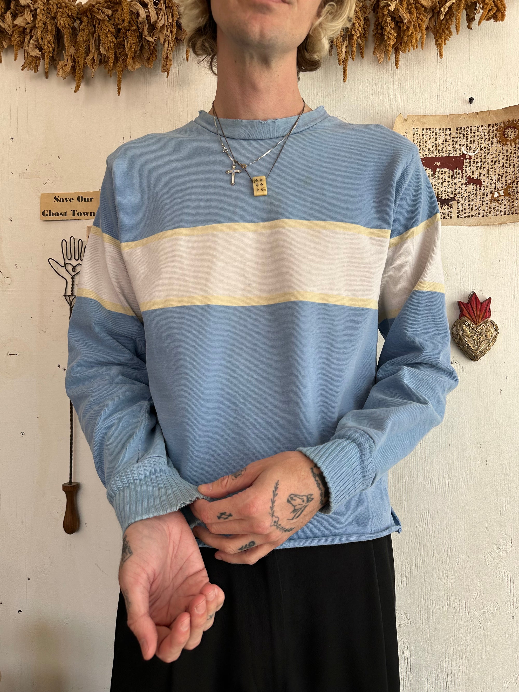 1990s 100% Striped Long Sleeve Shirt