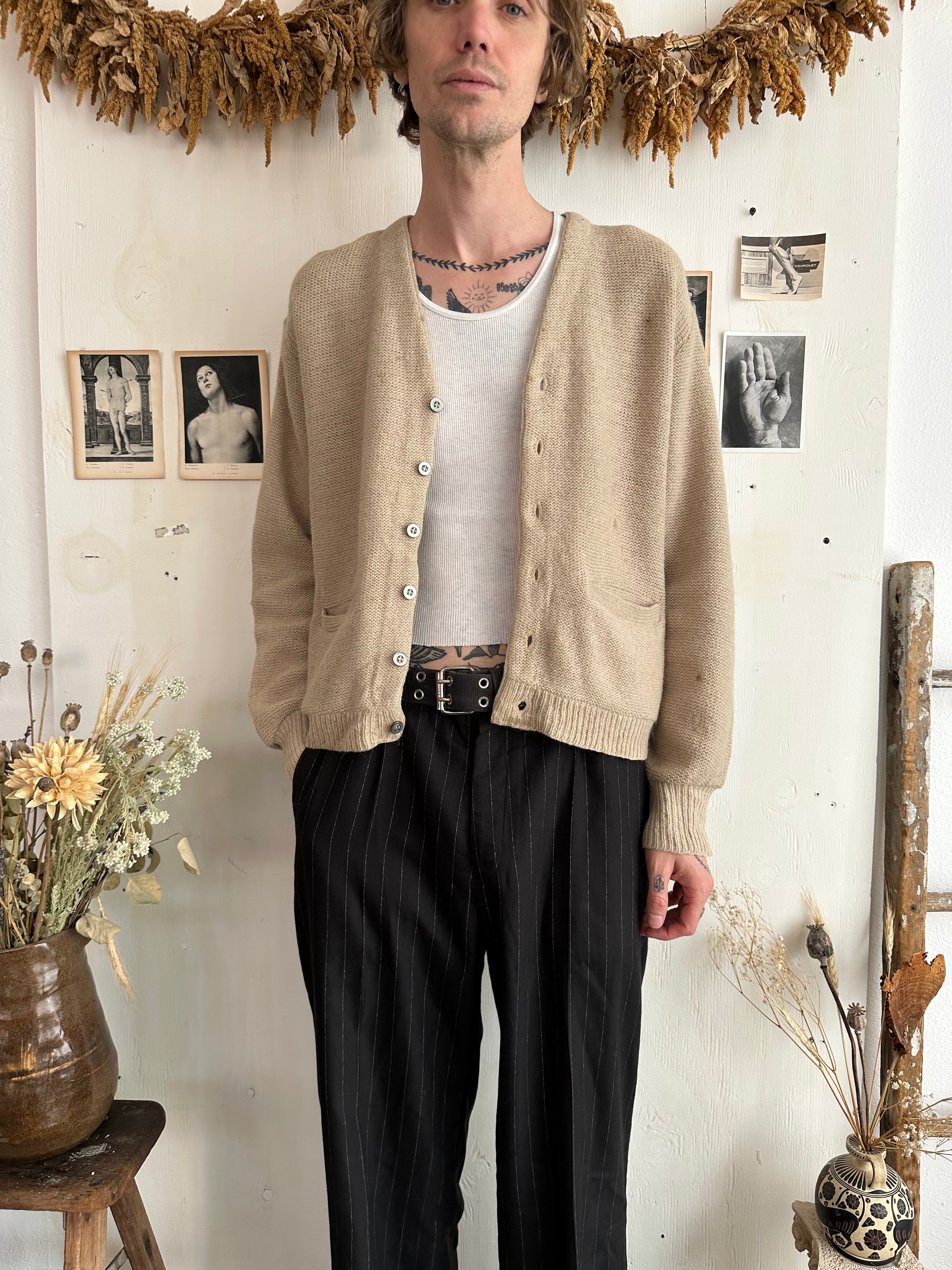 1960s Alpaca Knit Cardigan (Boxy M/L)