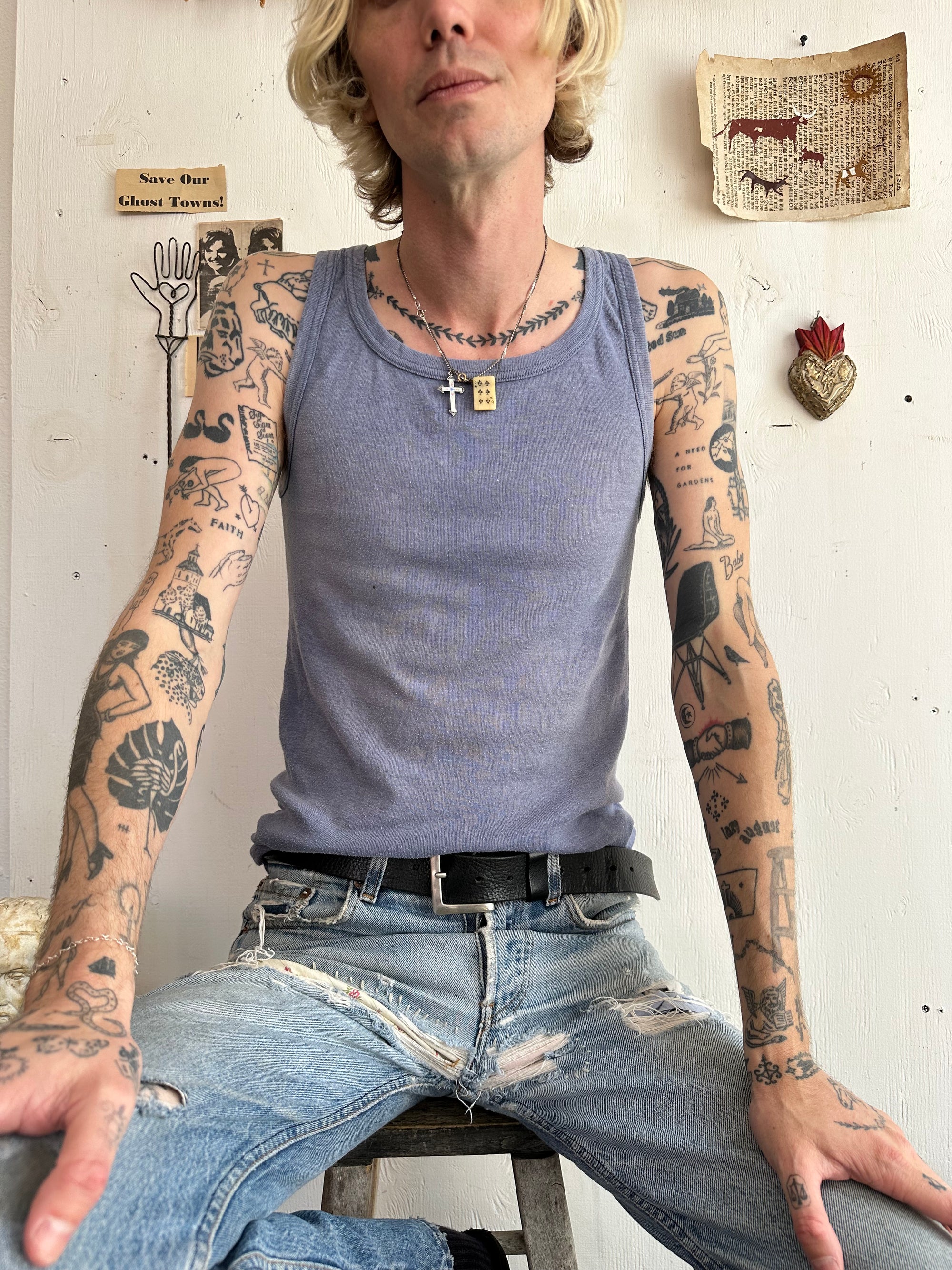 1980s Sunfaded Blue Tank