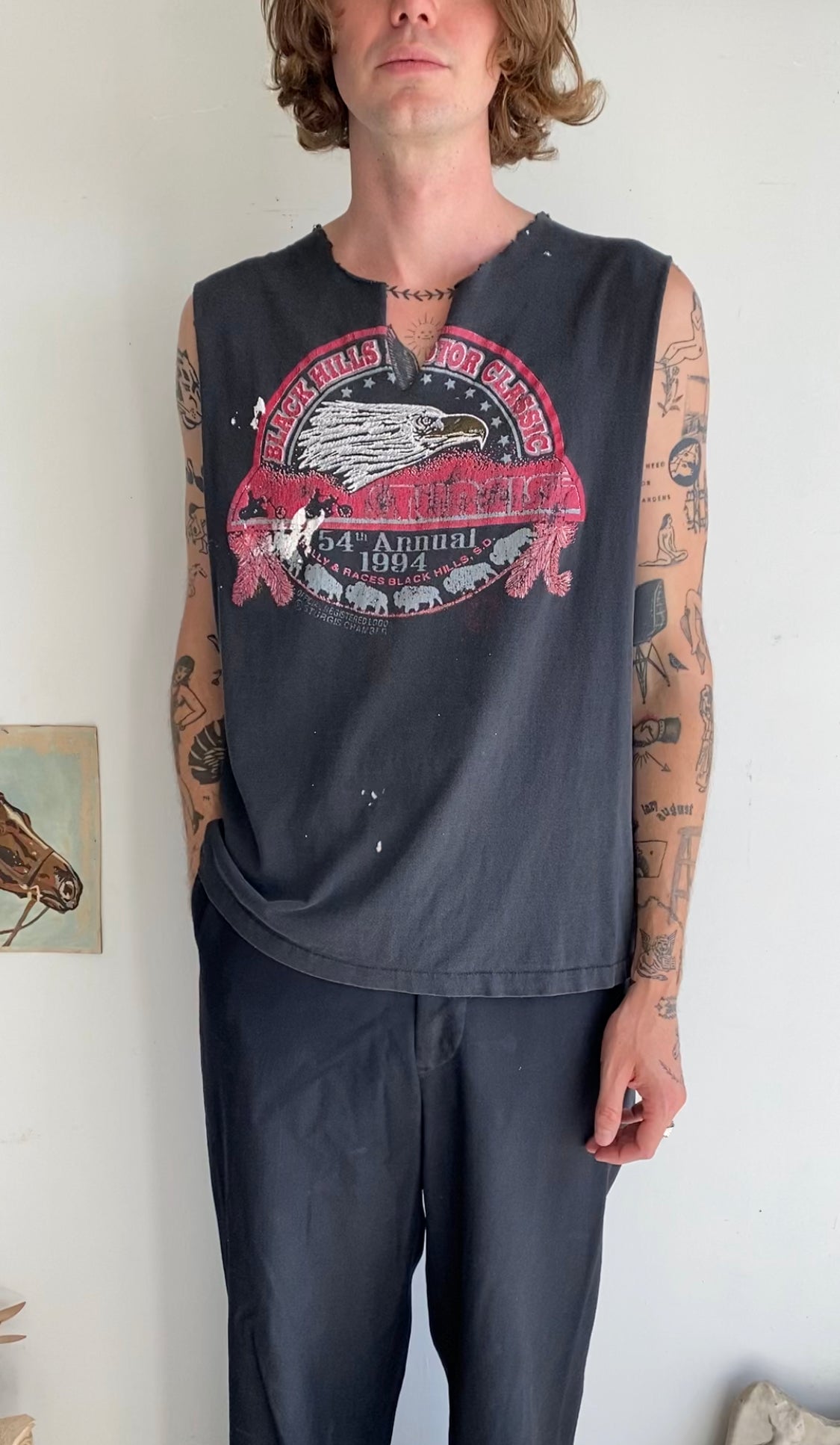 1990s Thrashed Black Hills Muscle Tee (L)