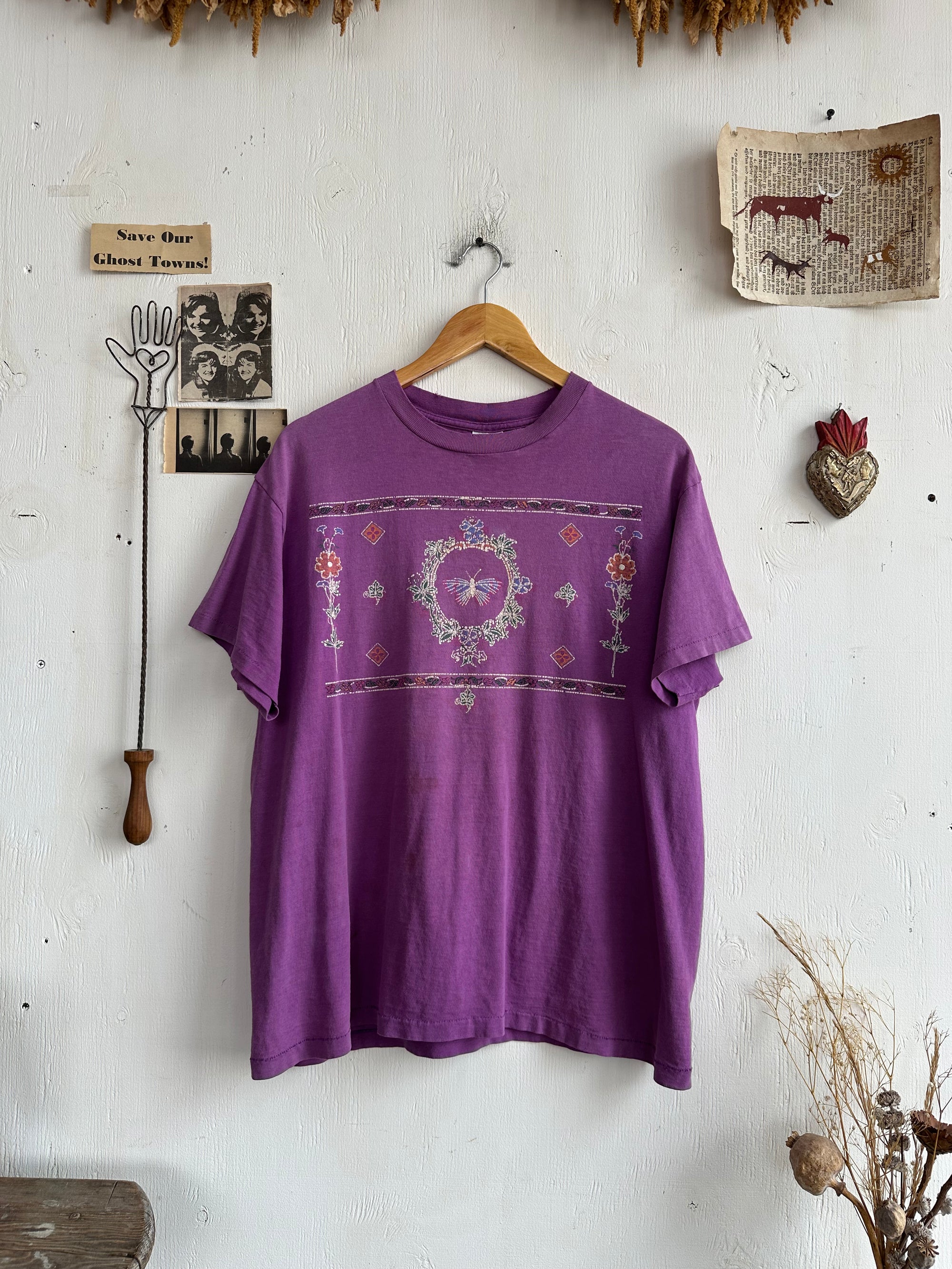 1990s Well Worn Floral Ornate Tee
