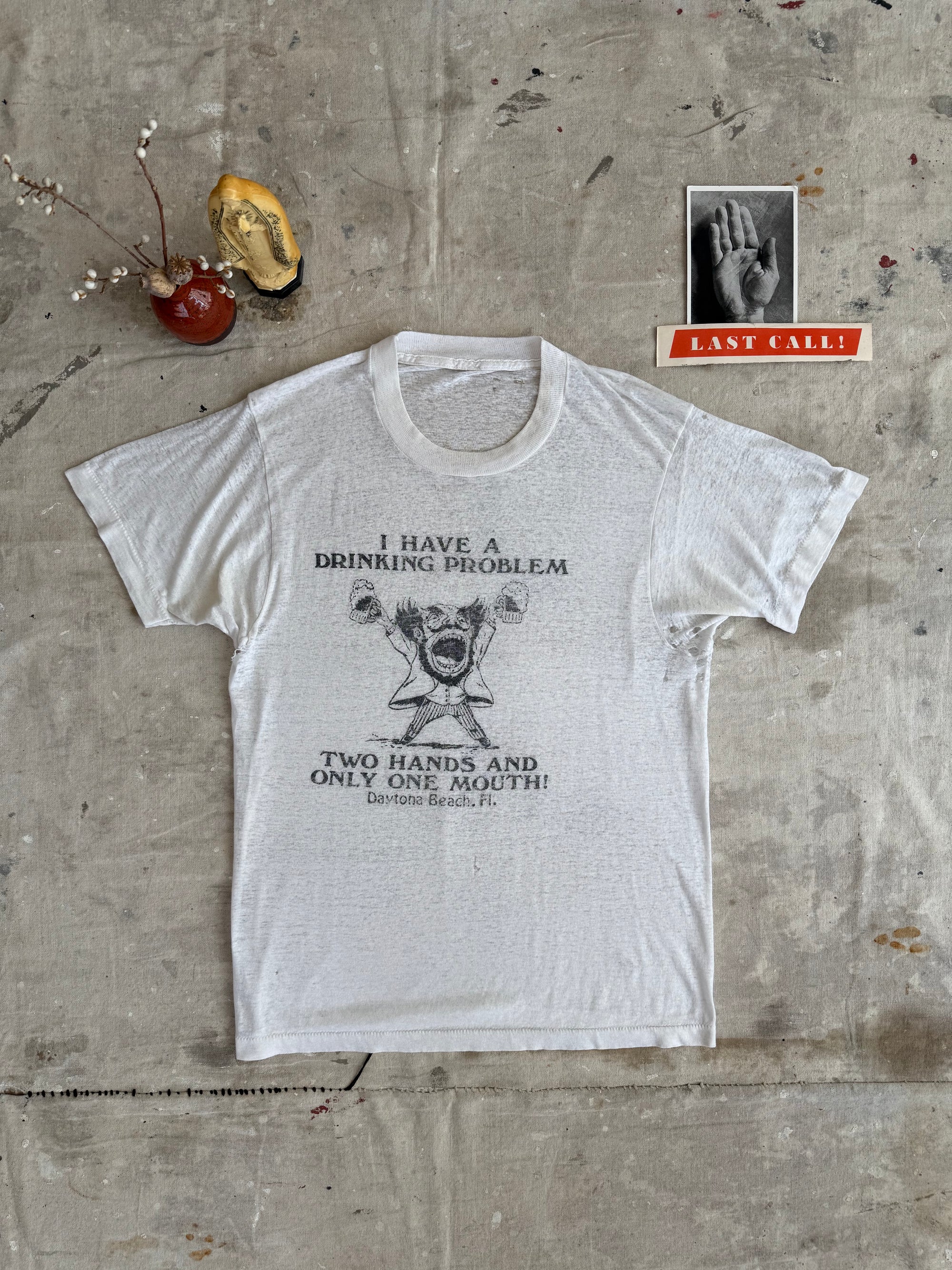 1980s Paper Thin I Have a Drinking Problem Tee