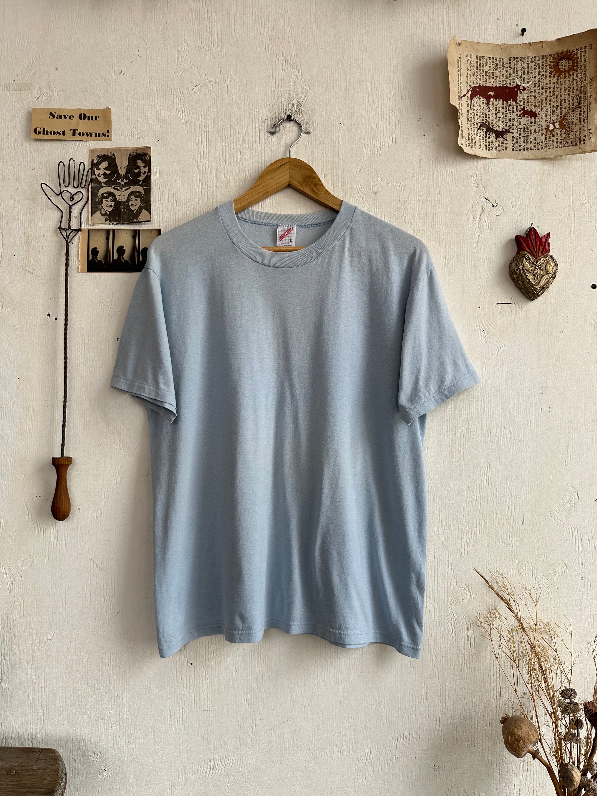 1980s Well Worn Baby Blue Blank