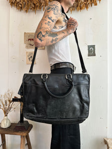 Levenger Black Leather Messenger Bag