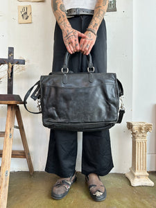 Levenger Black Leather Messenger Bag
