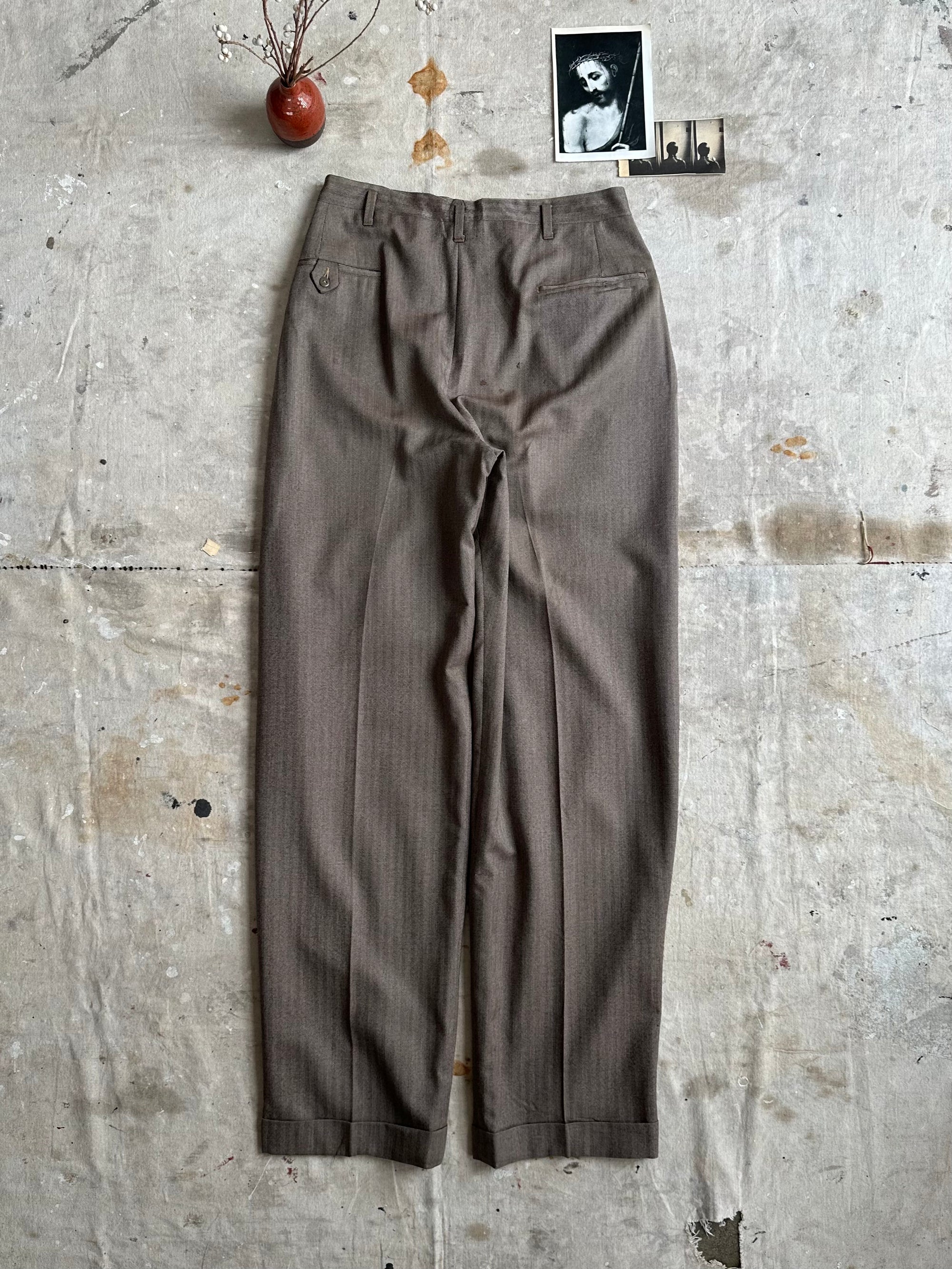1940s Baggy Herringbone Trousers