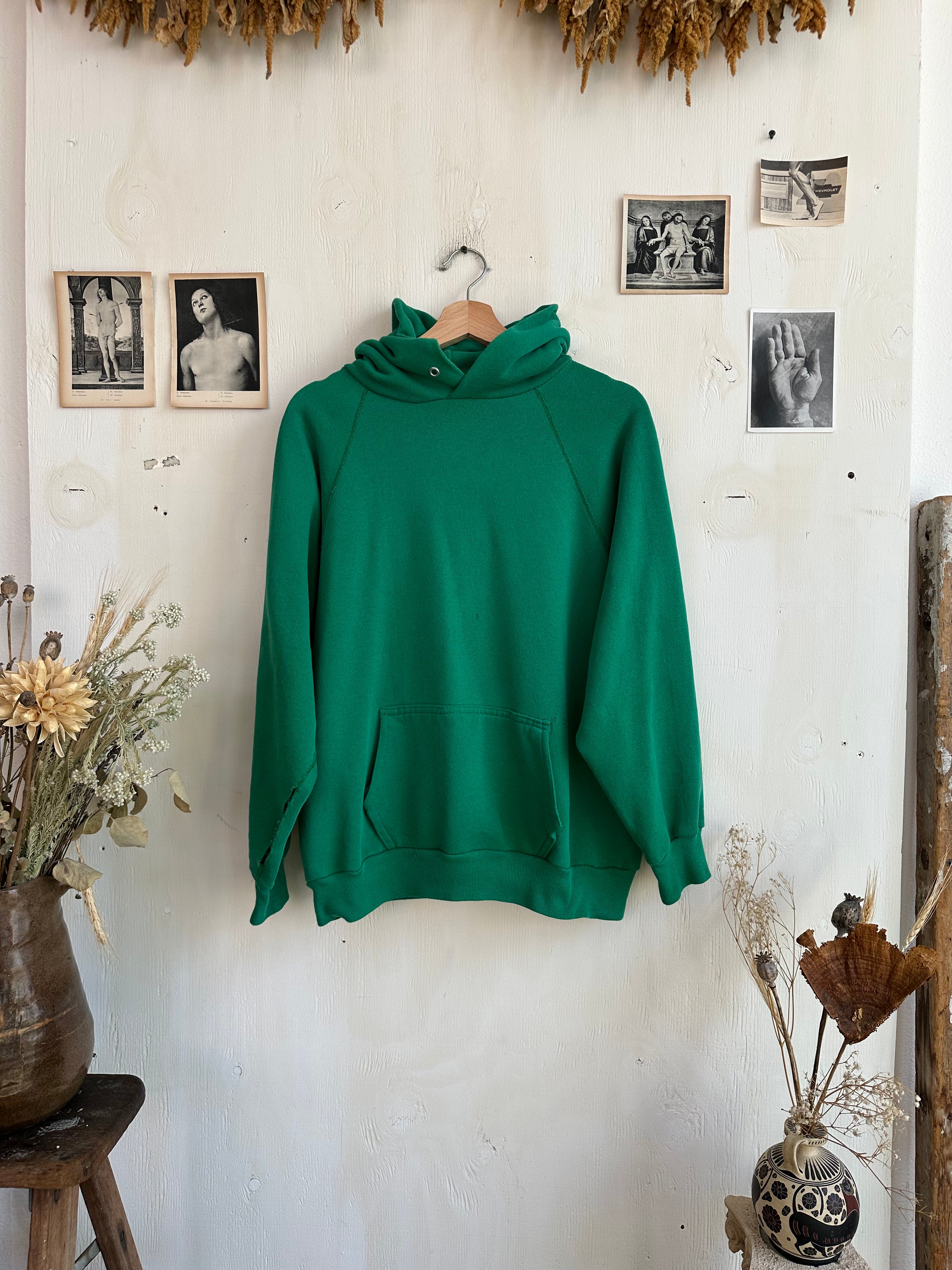 1980s Faded Green Hoodie (Boxy M)