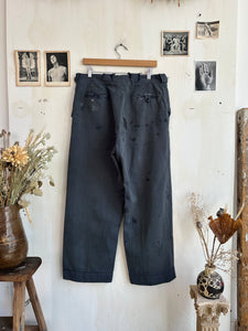 1940s Thrashed Salt and Pepper Work Pants (34/29)