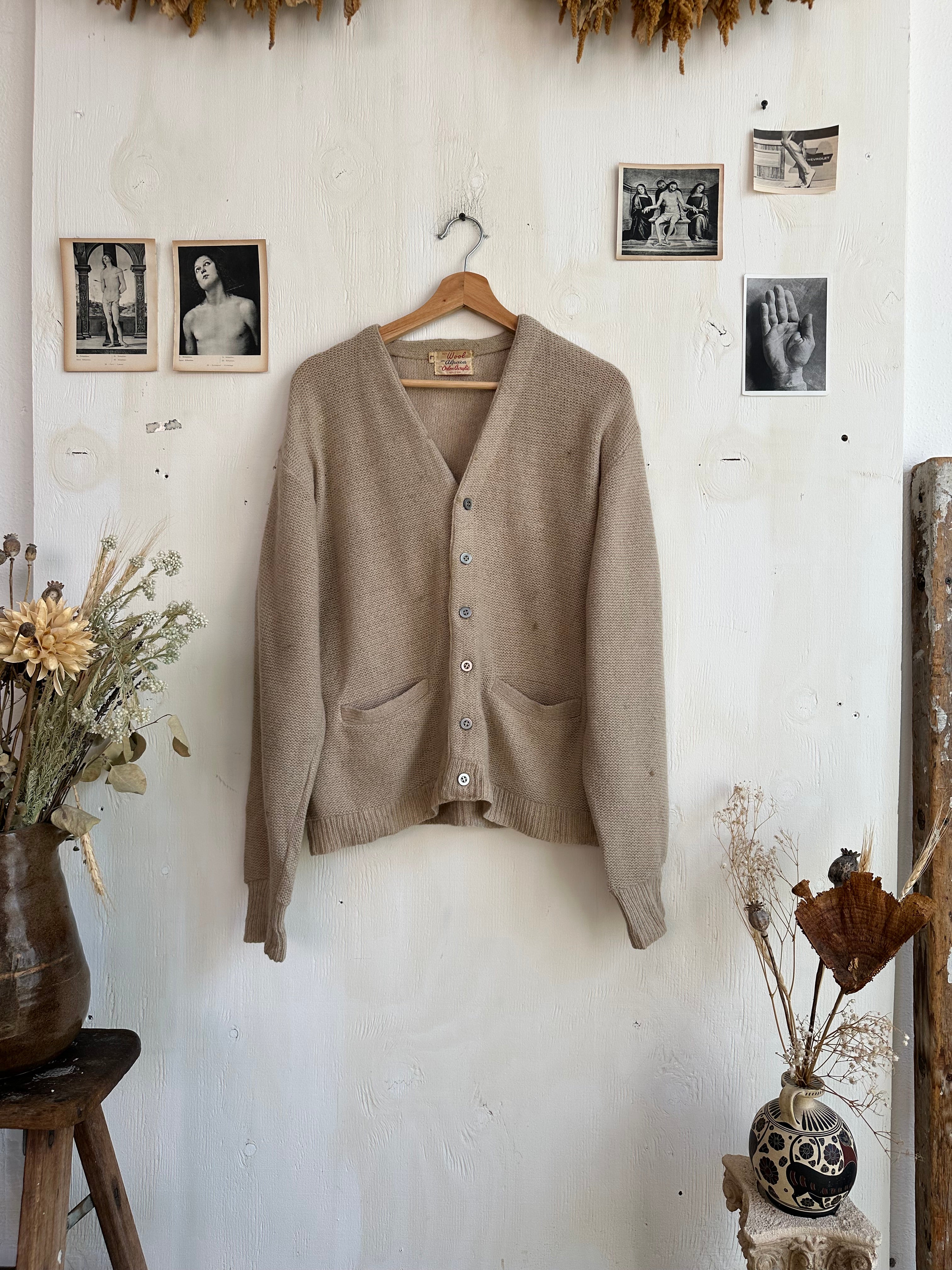 1960s Alpaca Knit Cardigan (Boxy M/L)