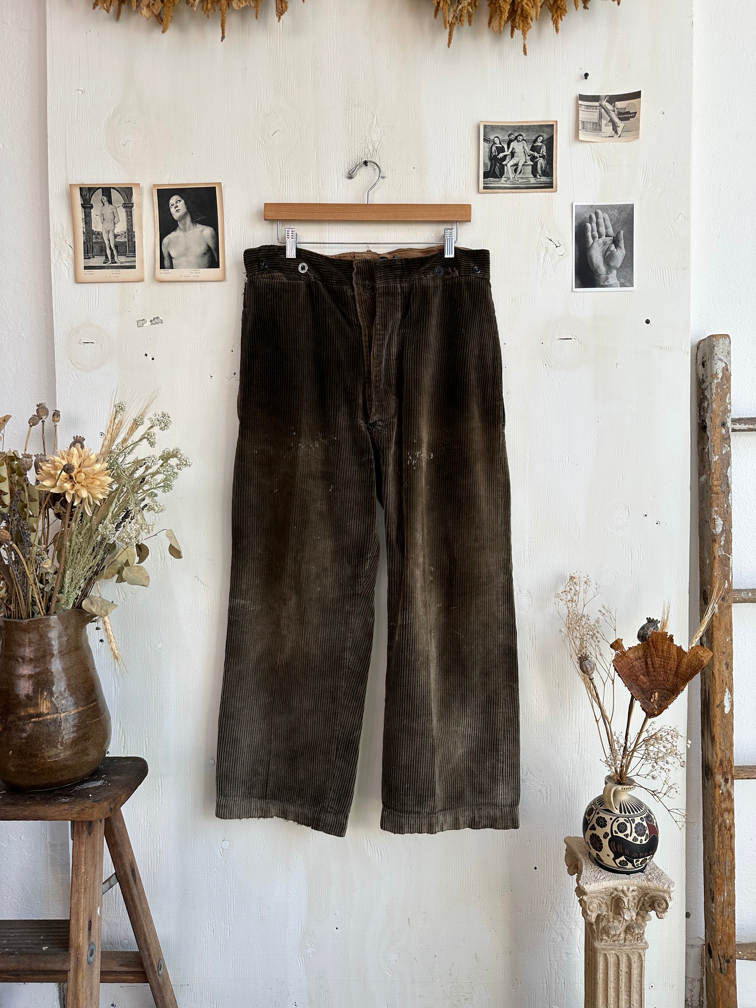 1940s Thrashed Baggy Corduroy Trousers (34/27)