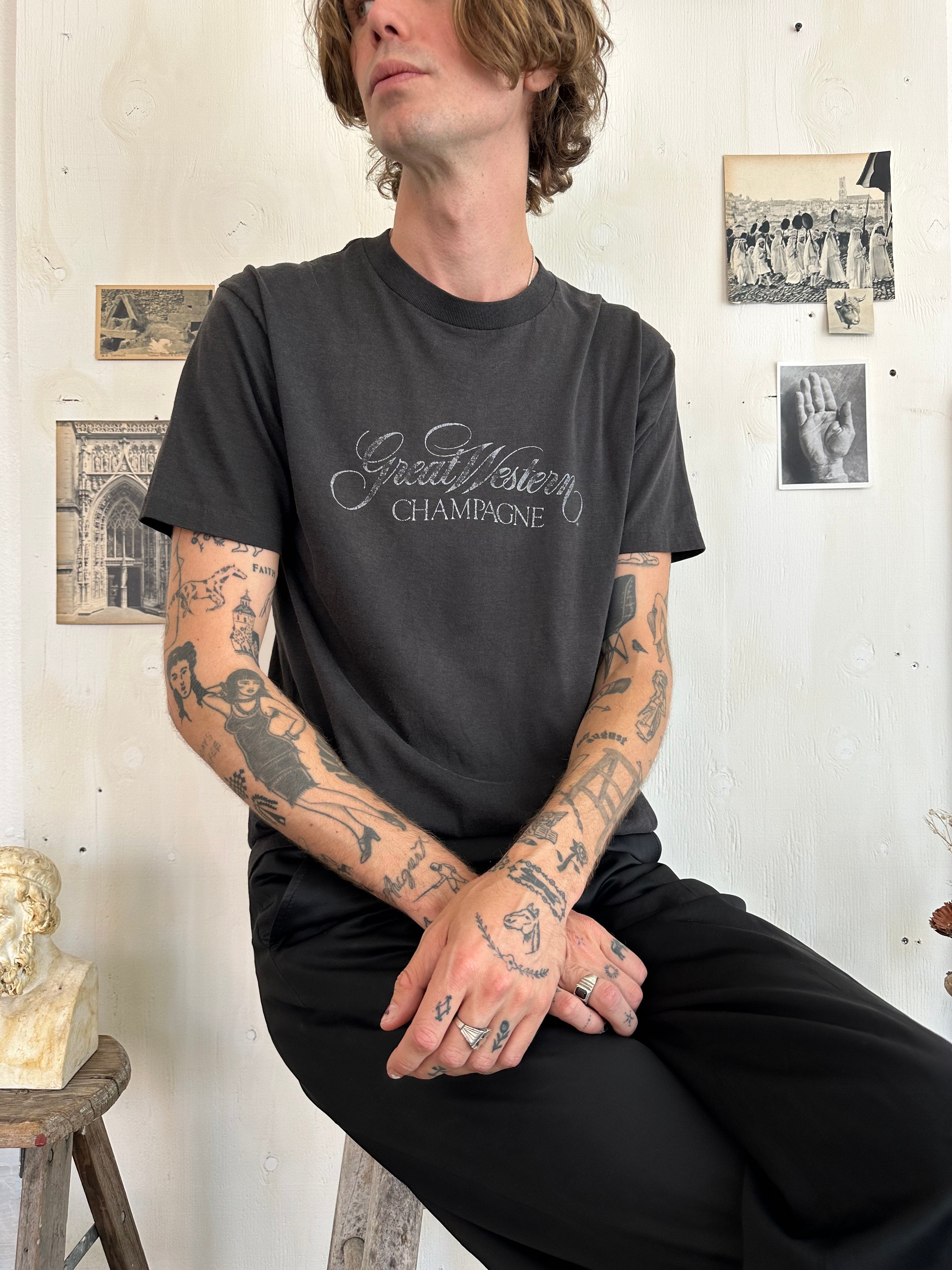 1980s Paper-Thin Great Western Champagne Tee (L/XL)