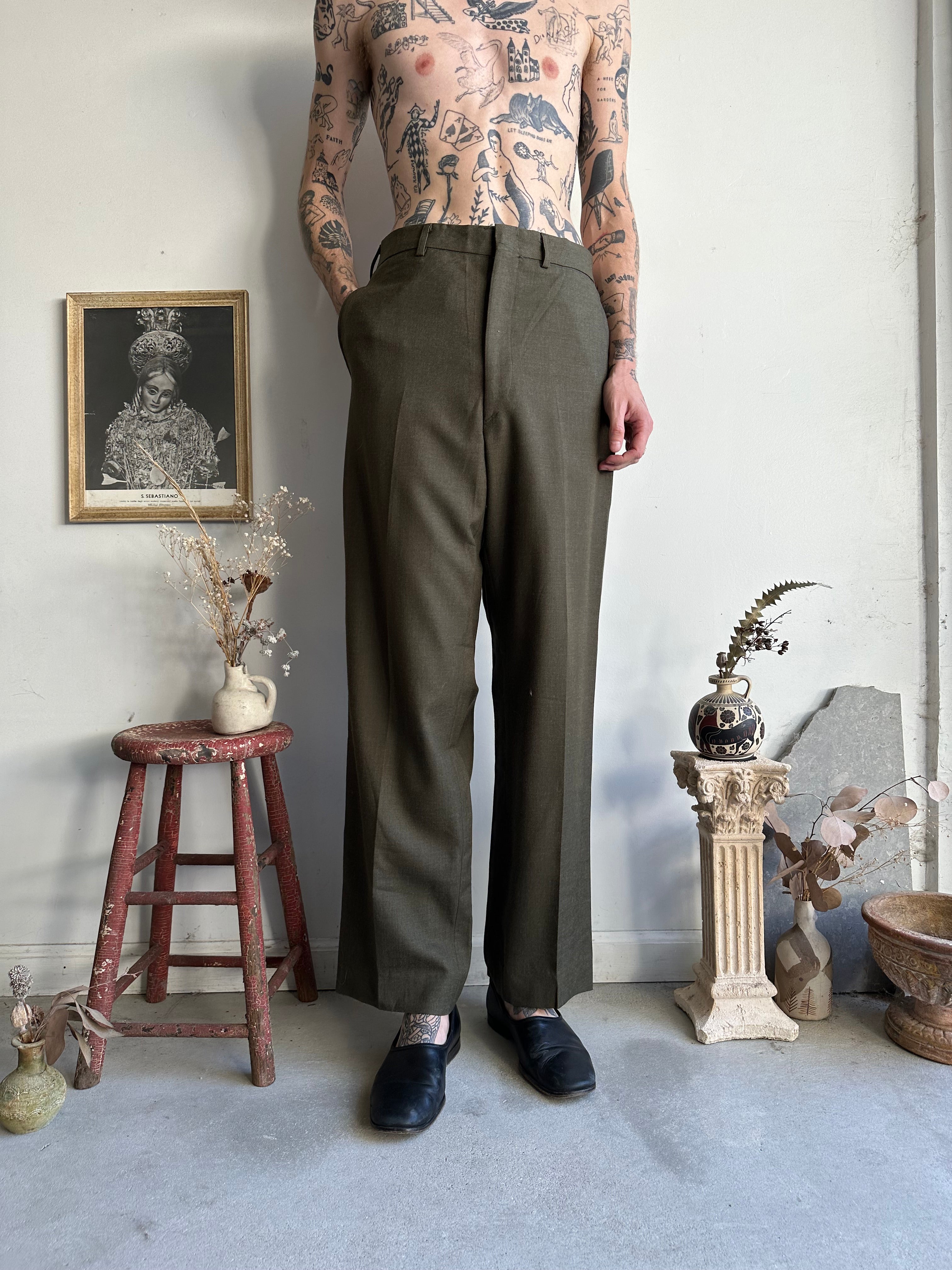 1970s Army Green Trousers (32 x 32)