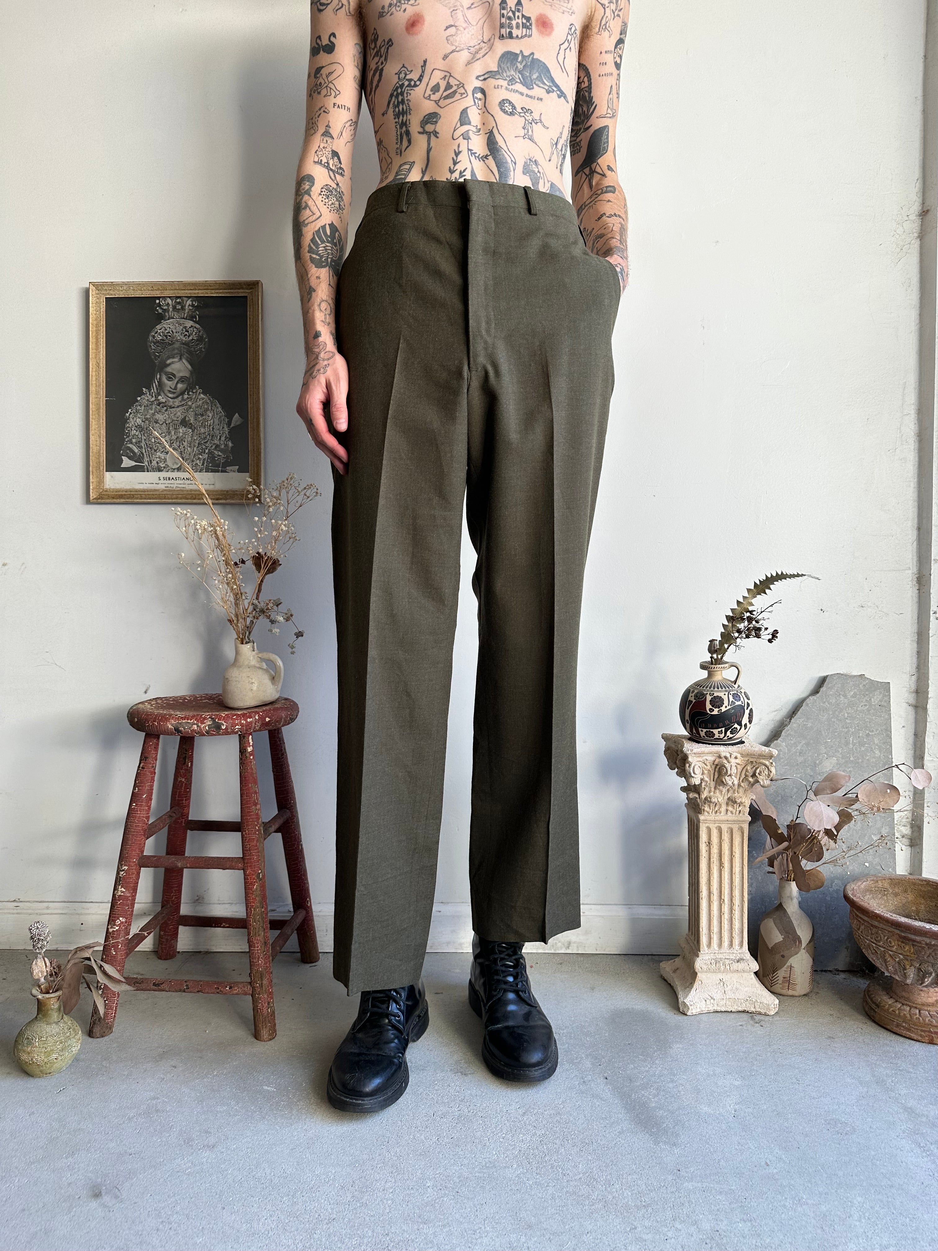 1960s Army Green Trousers (34 x 31)