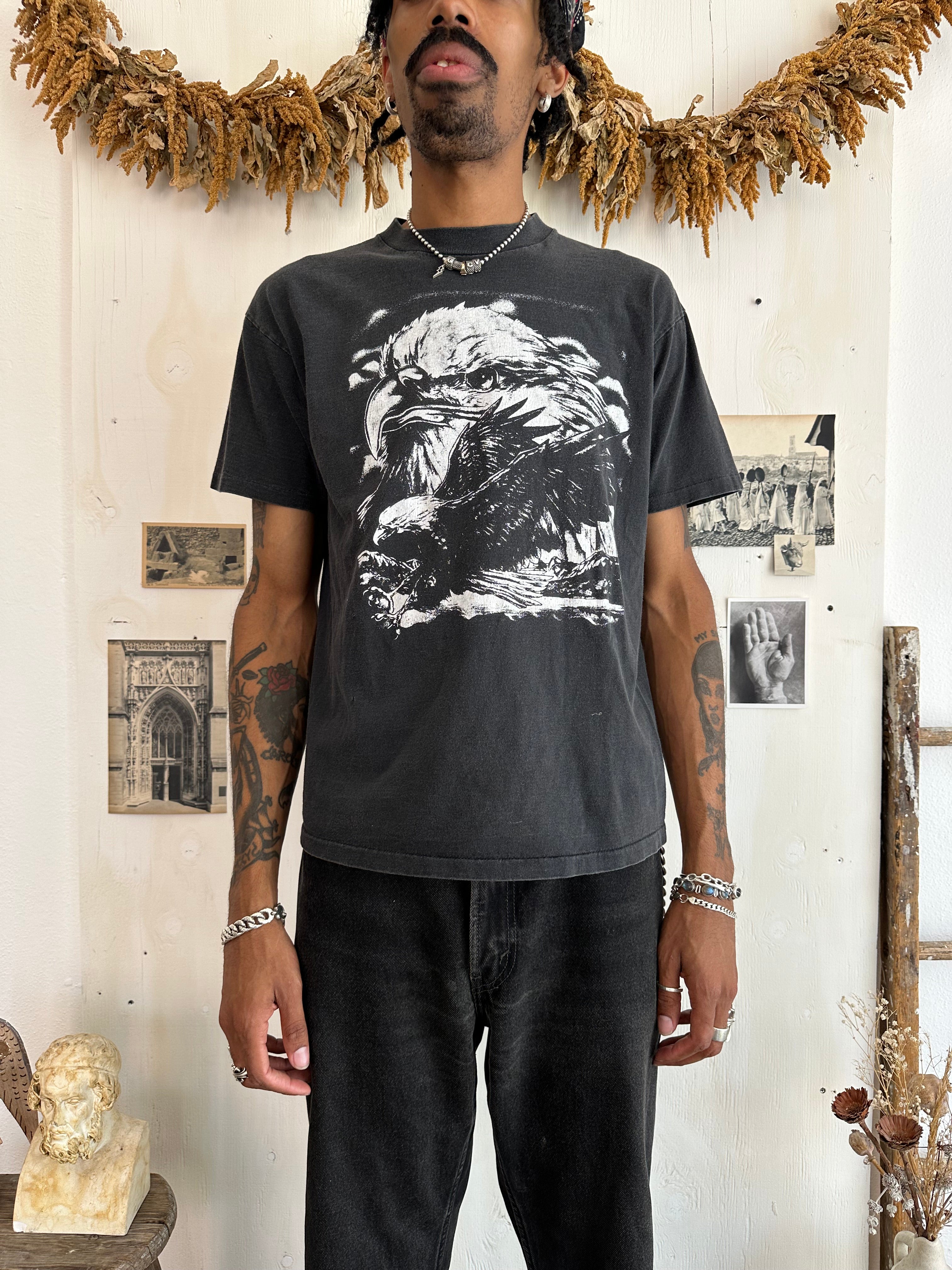 1990s Black And White Eagle Tee (Boxy L)