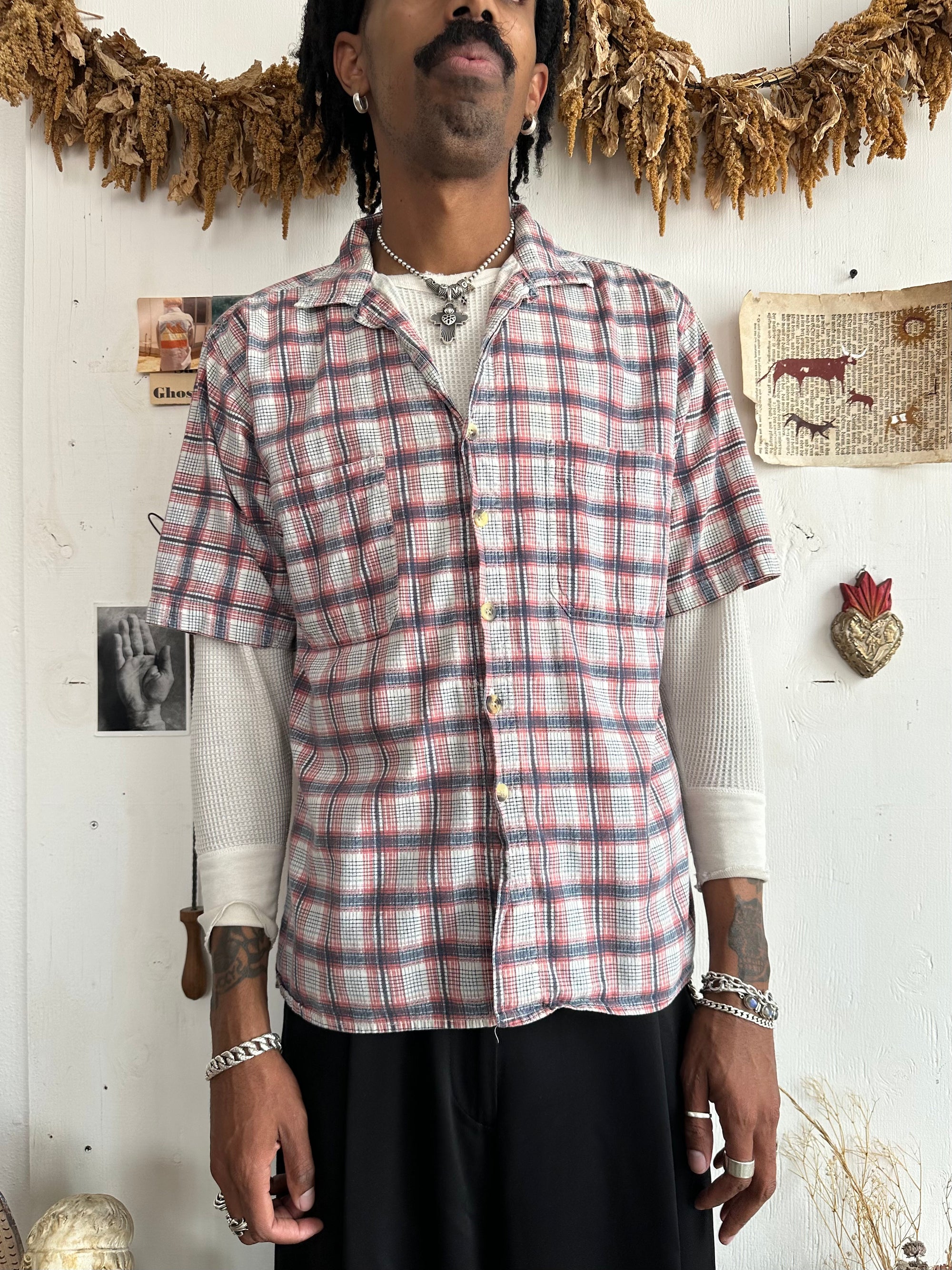 1970s Plaid Short Sleeve Shirt