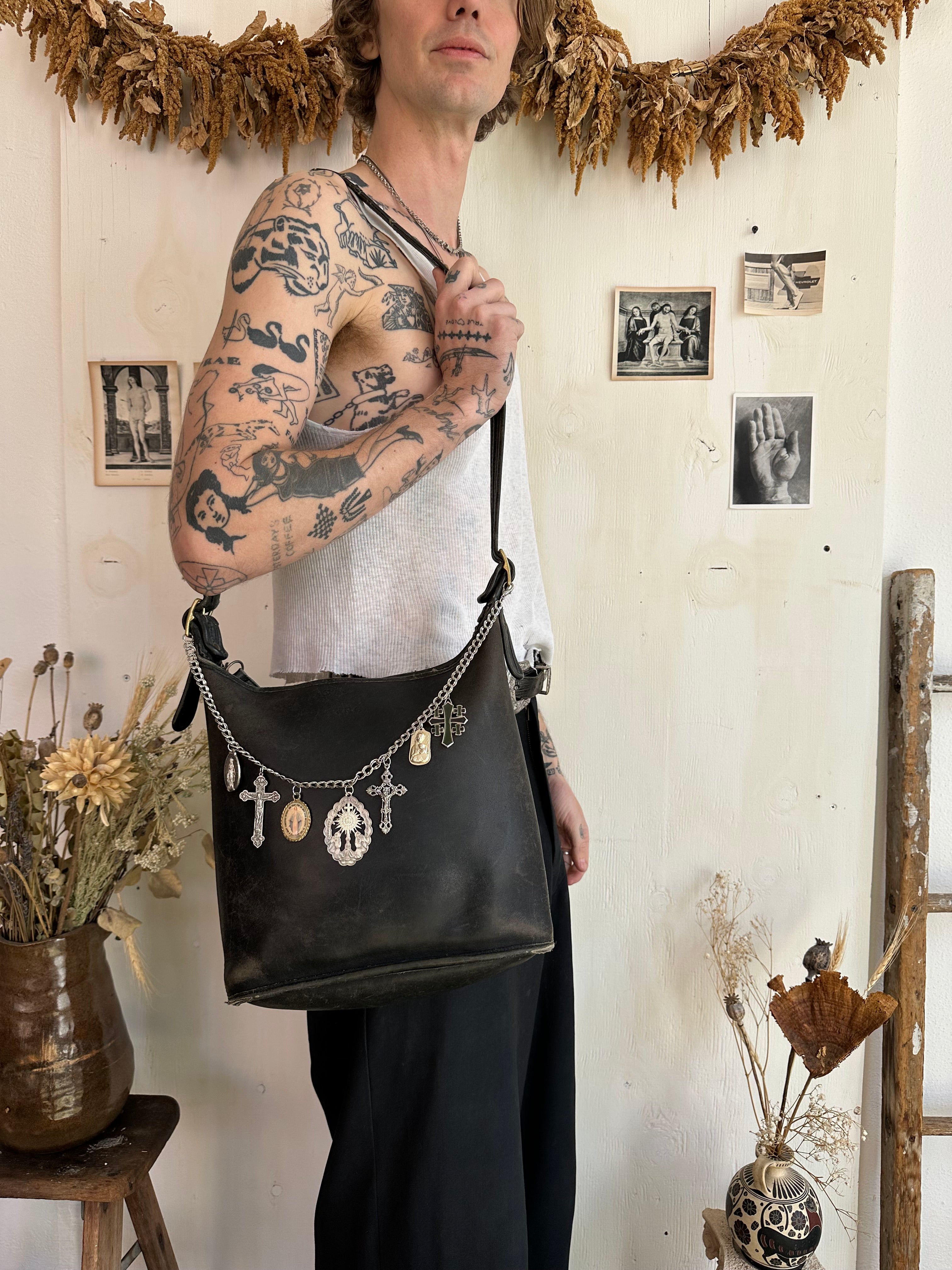 Vintage Thrashed Coach Bag W/ Large Pendants