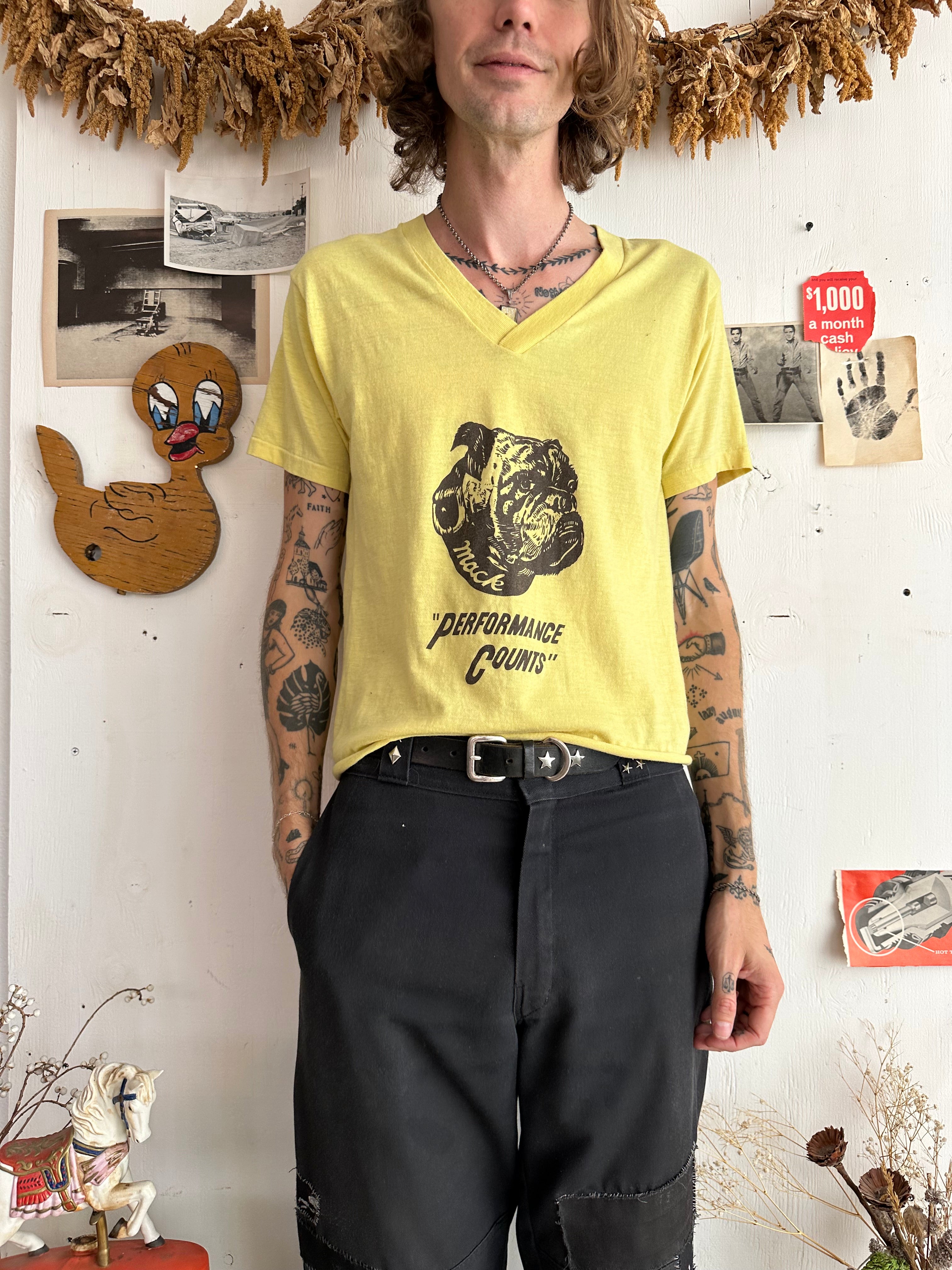 1980s Paper Thin Mack Truck V-Neck Tee (S/M)