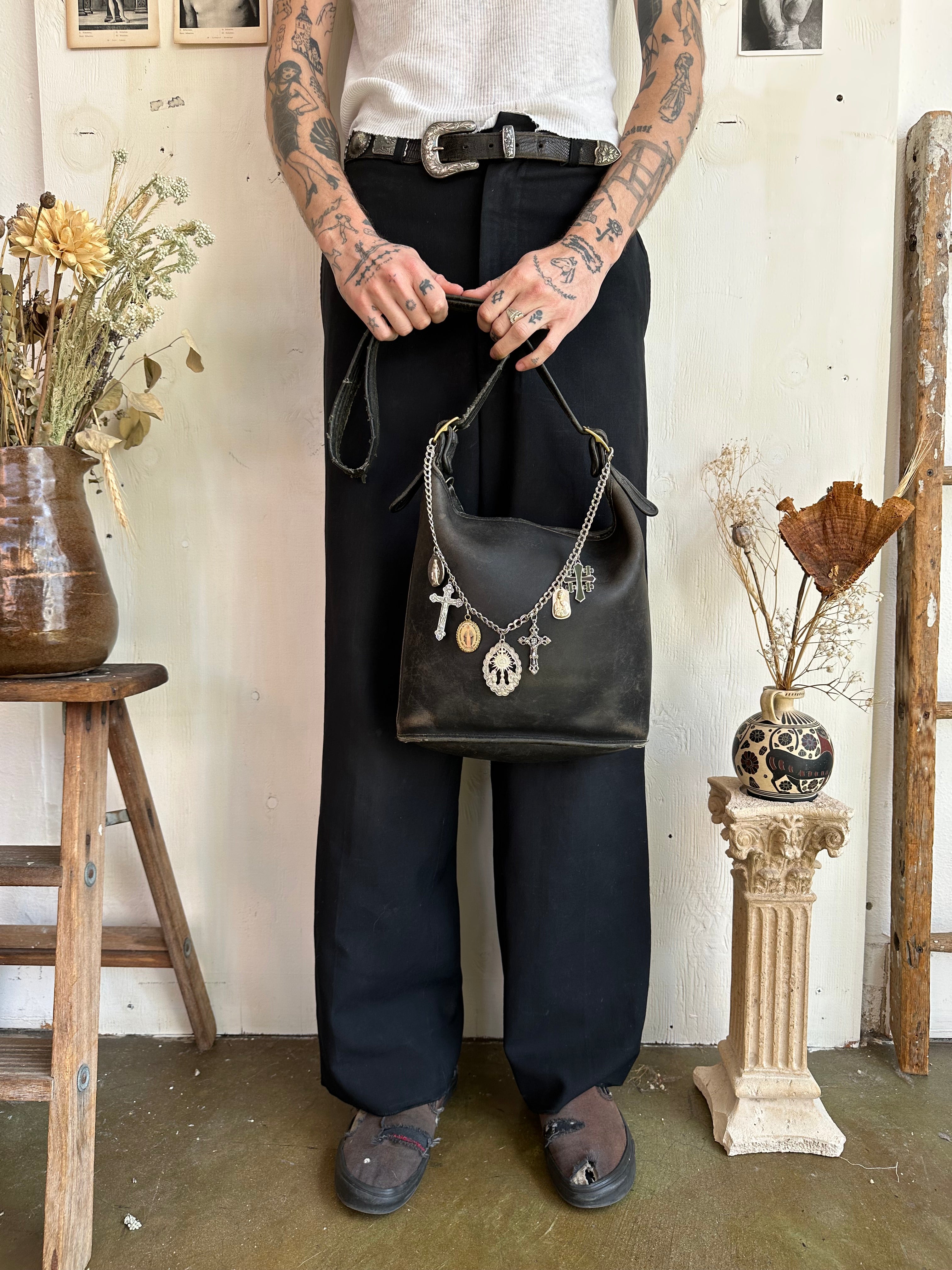 Vintage Thrashed Coach Bag W/ Large Pendants