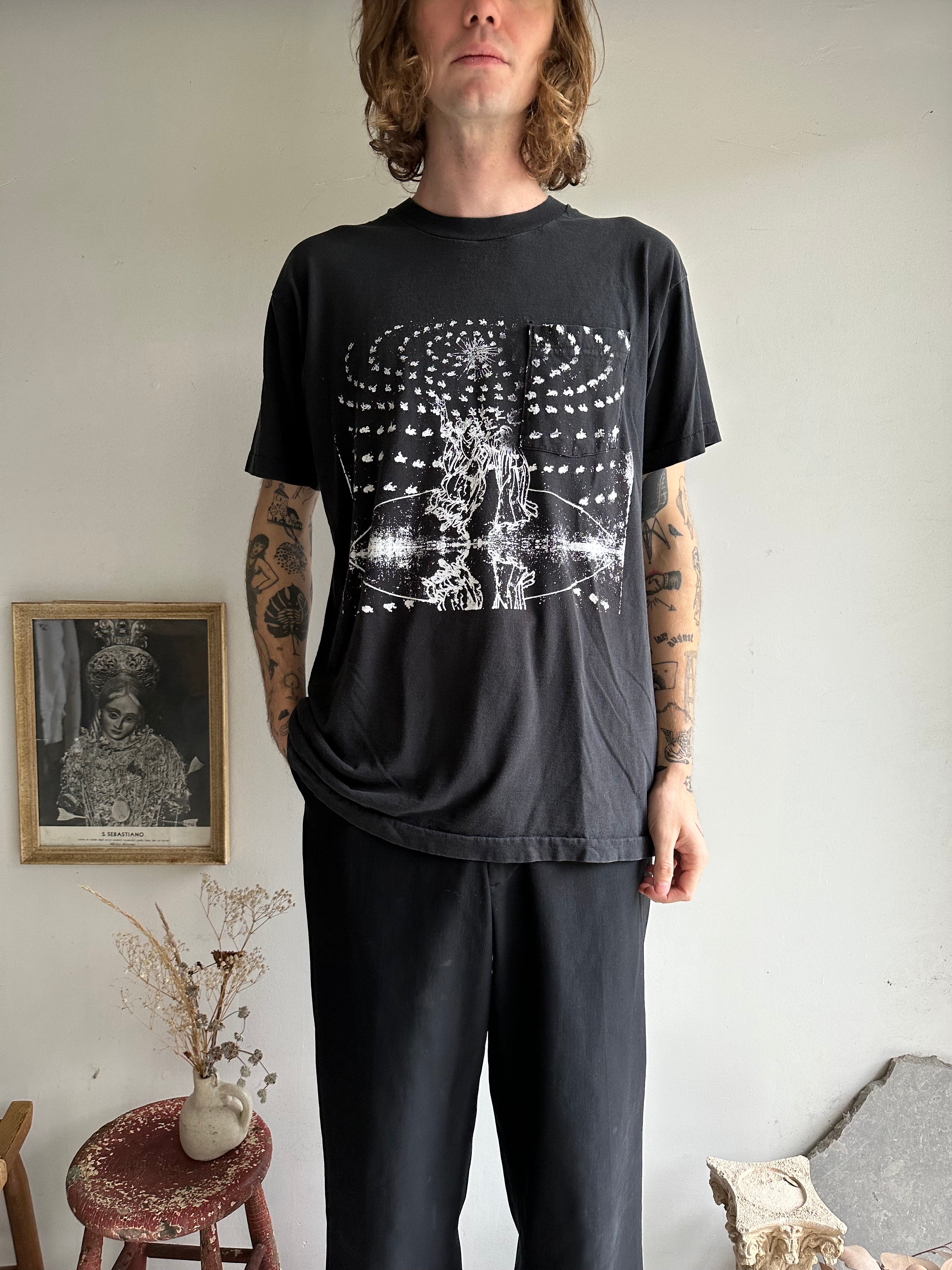 1990s Screen-Printed Black Pocket Tee (XL/XXL)