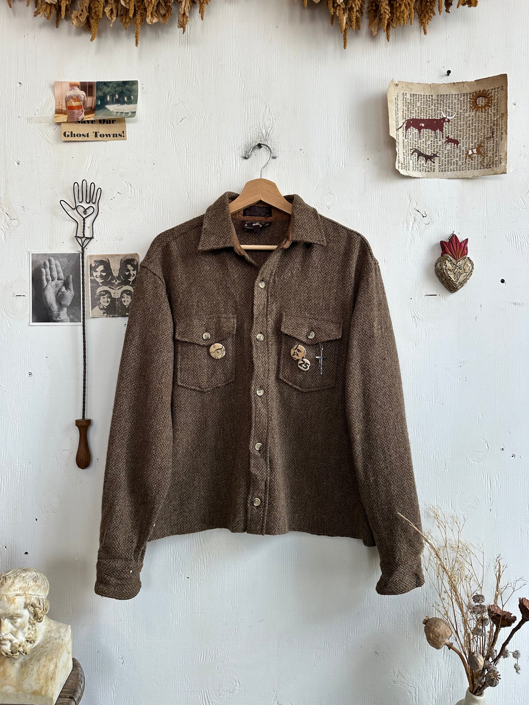 1990s Tweed Overshirt W/ Pins