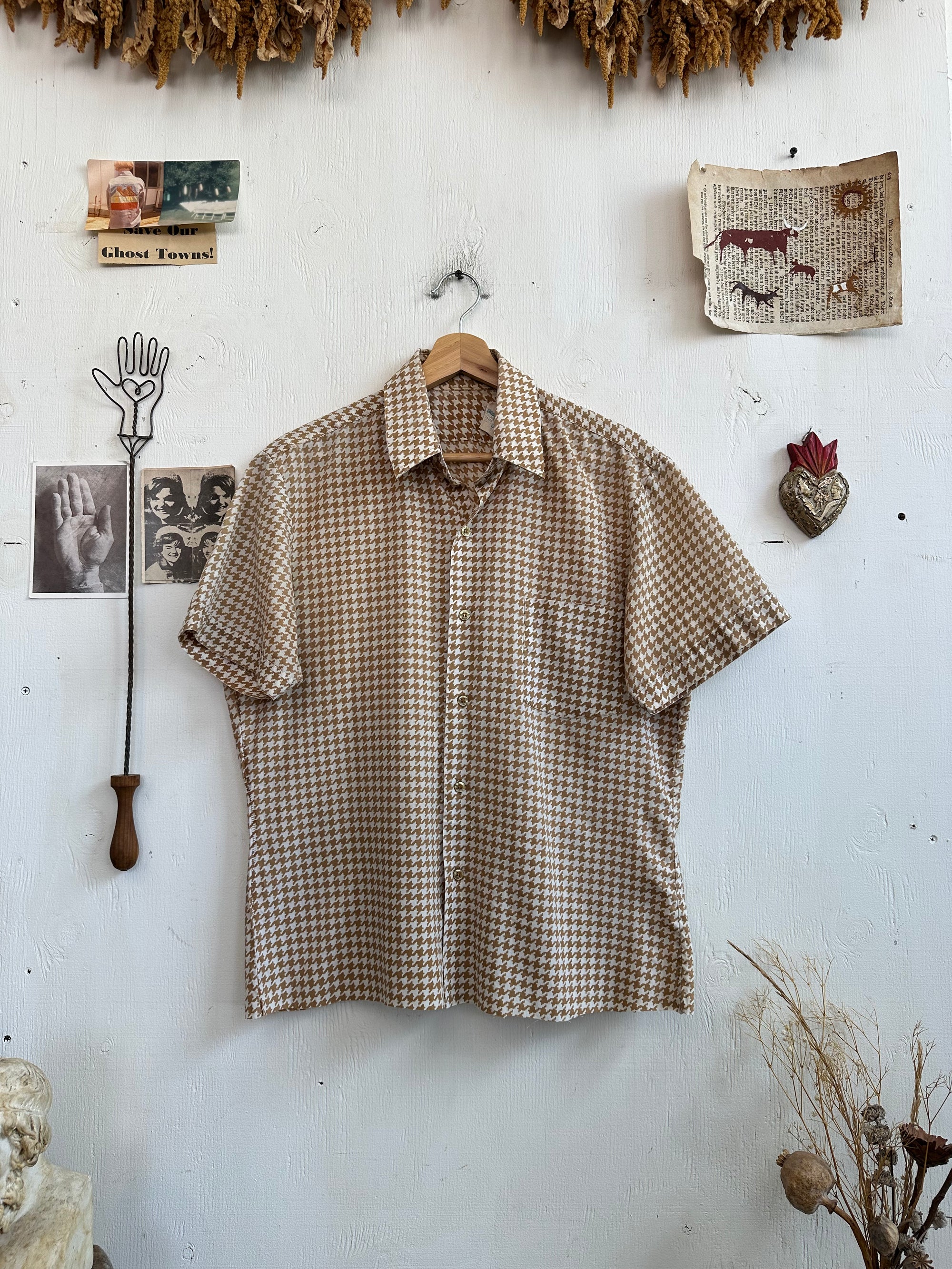 1970s Houndstooth Button Up