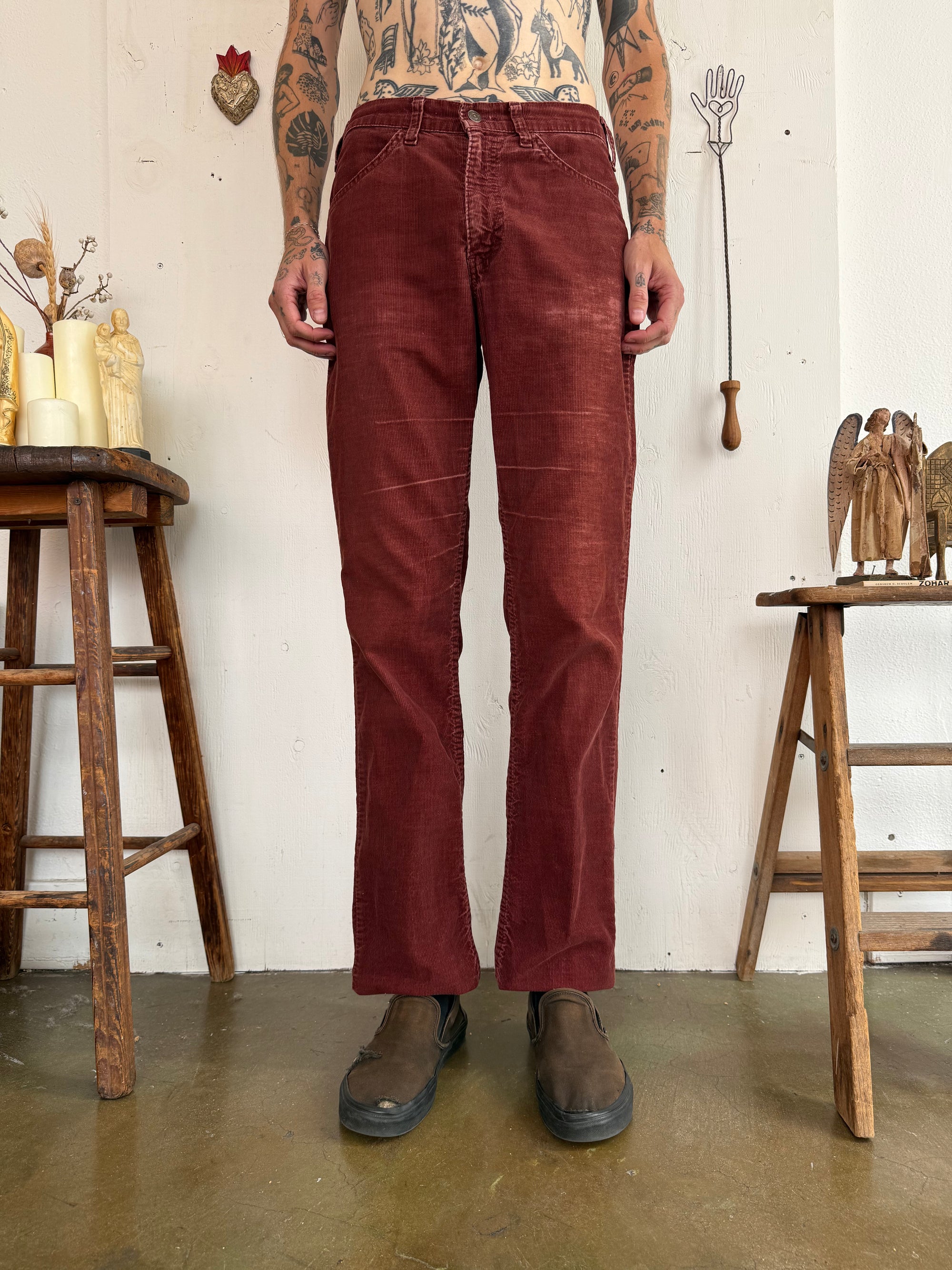 1970s Well Worn Deep Red Cords