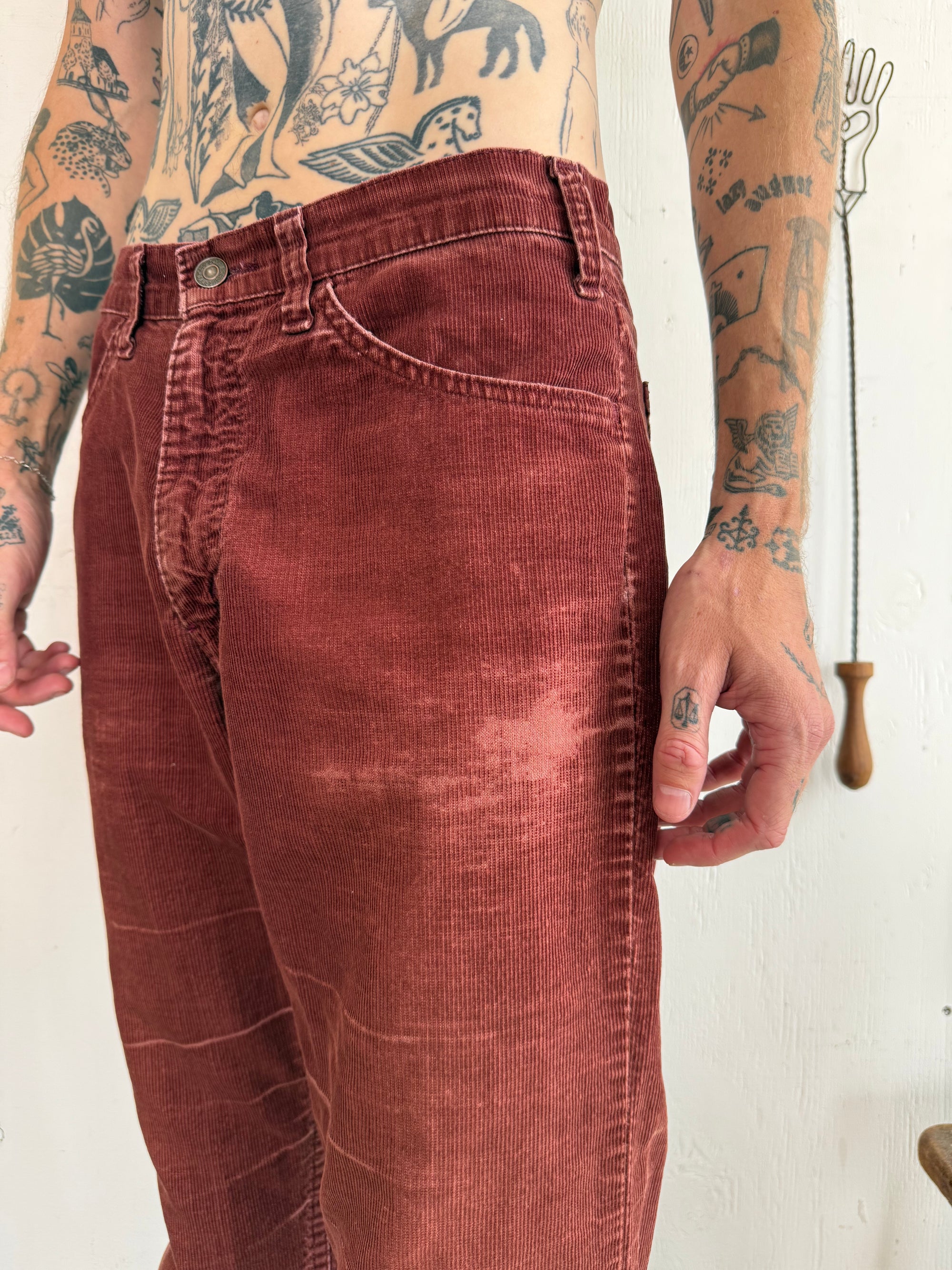1970s Well Worn Deep Red Cords