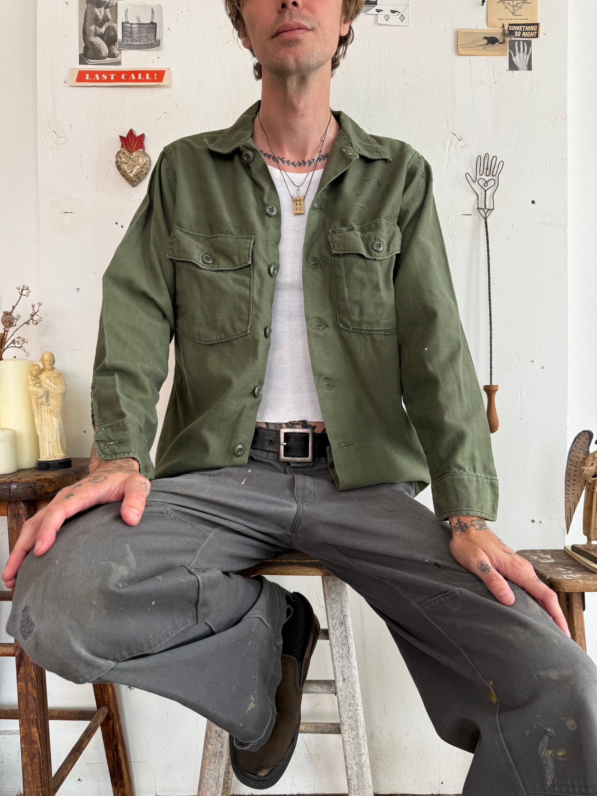 1970s Green Military Shirt