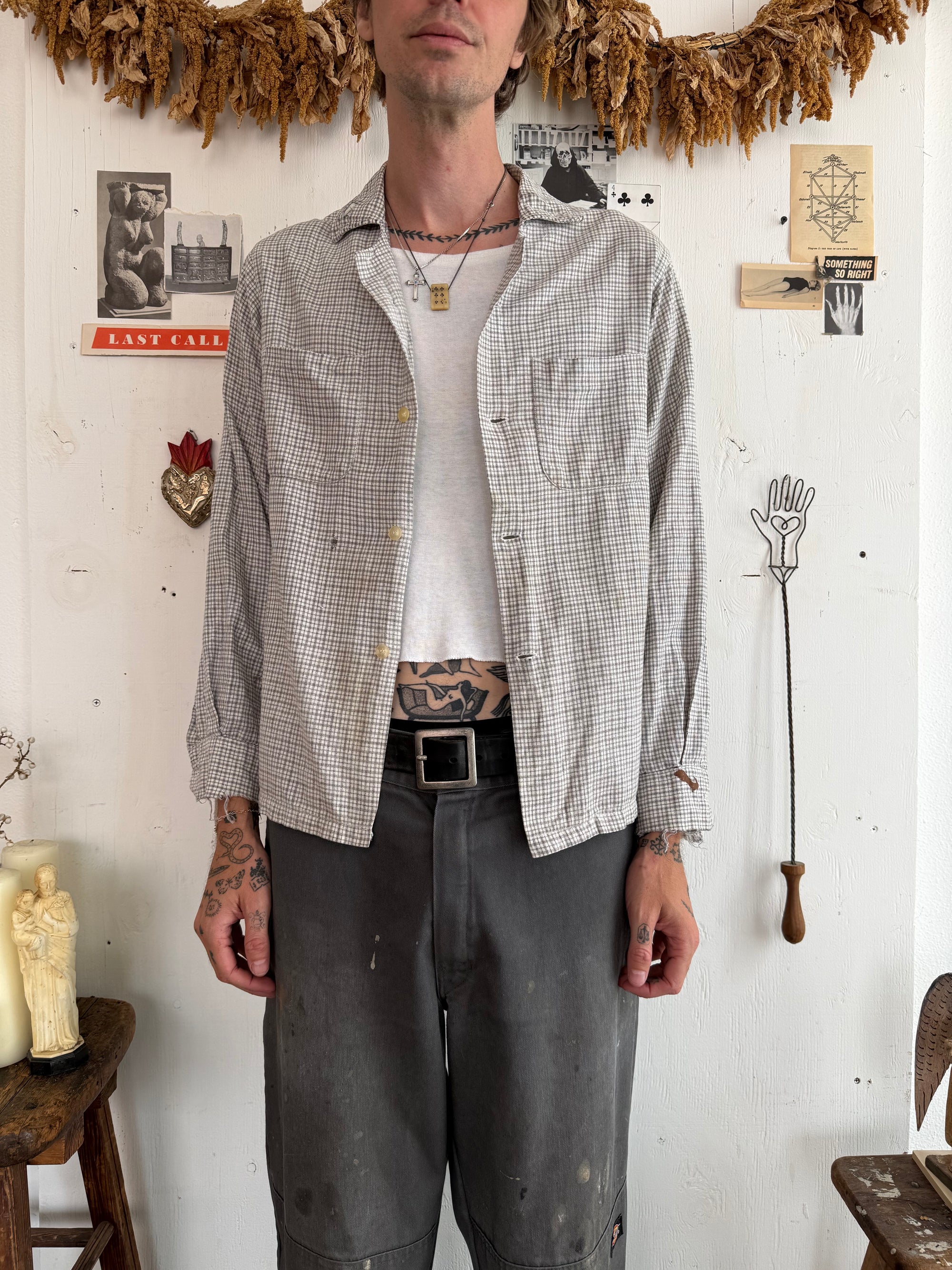 1960s Well Worn Plaid Shirt