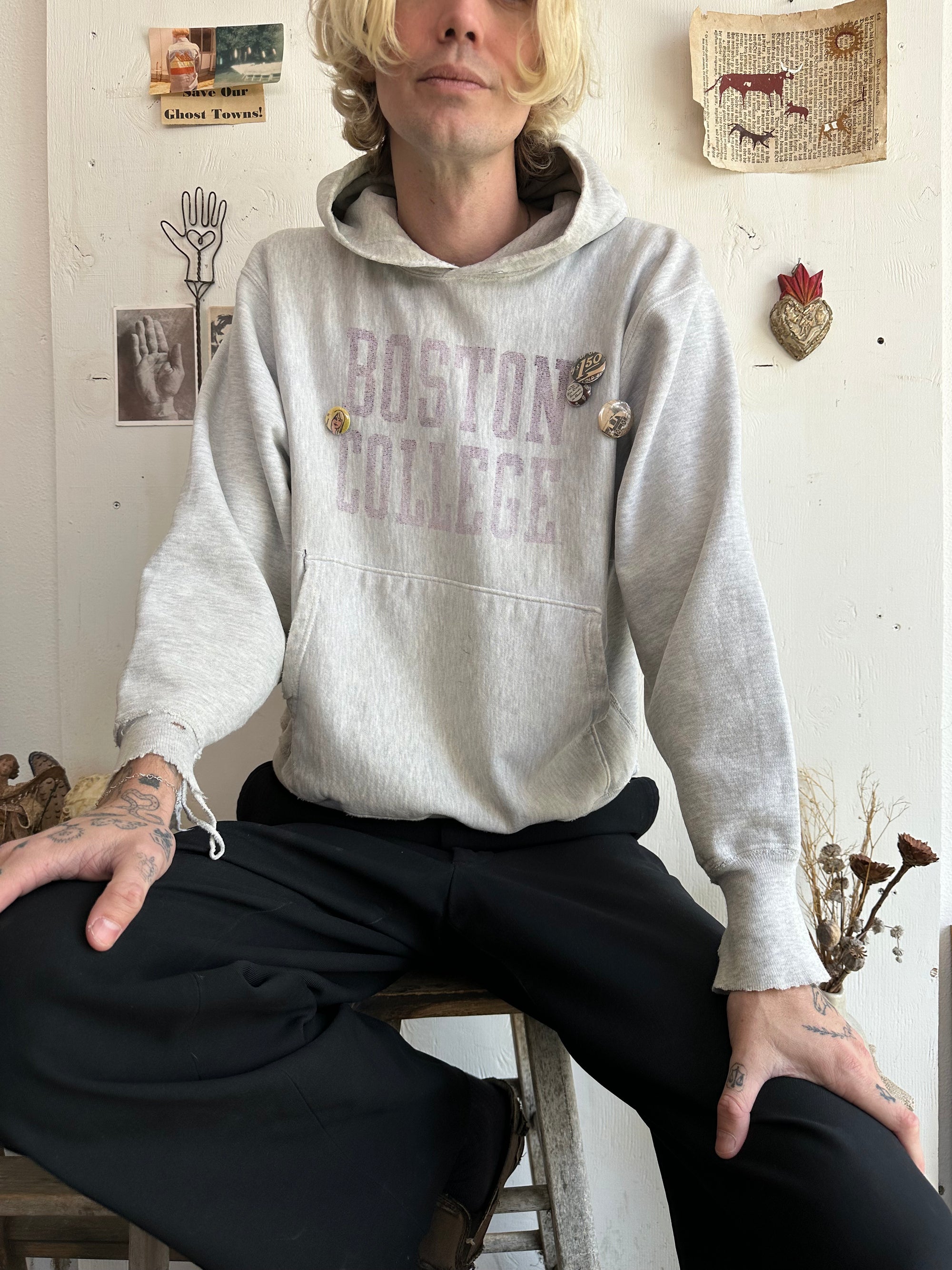 1990s Reverse Weave Boston College Pullover W/ Pins