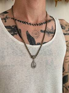 Vintage Religious Pendant w/ Braided Chain (23")