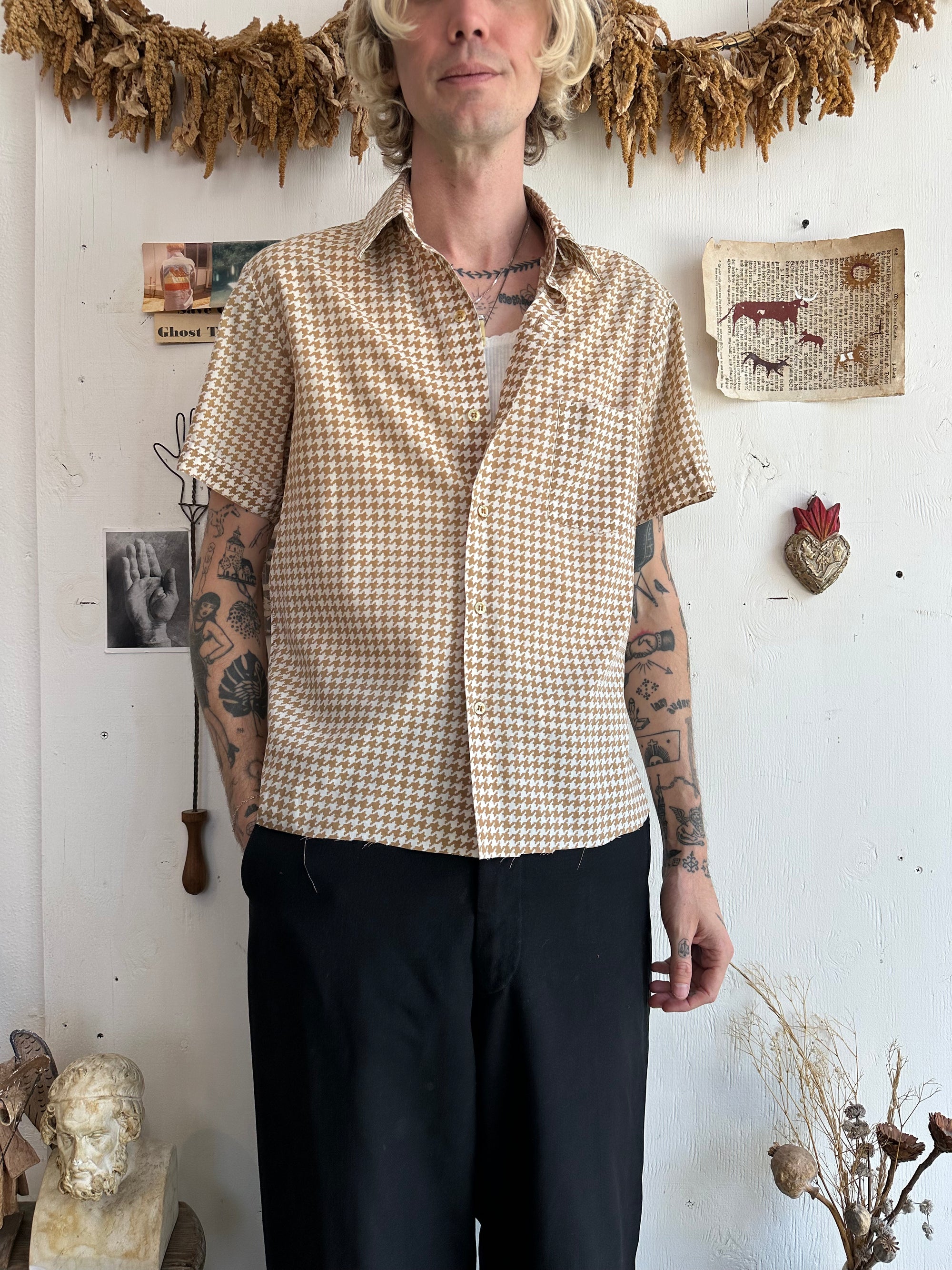 1970s Houndstooth Button Up