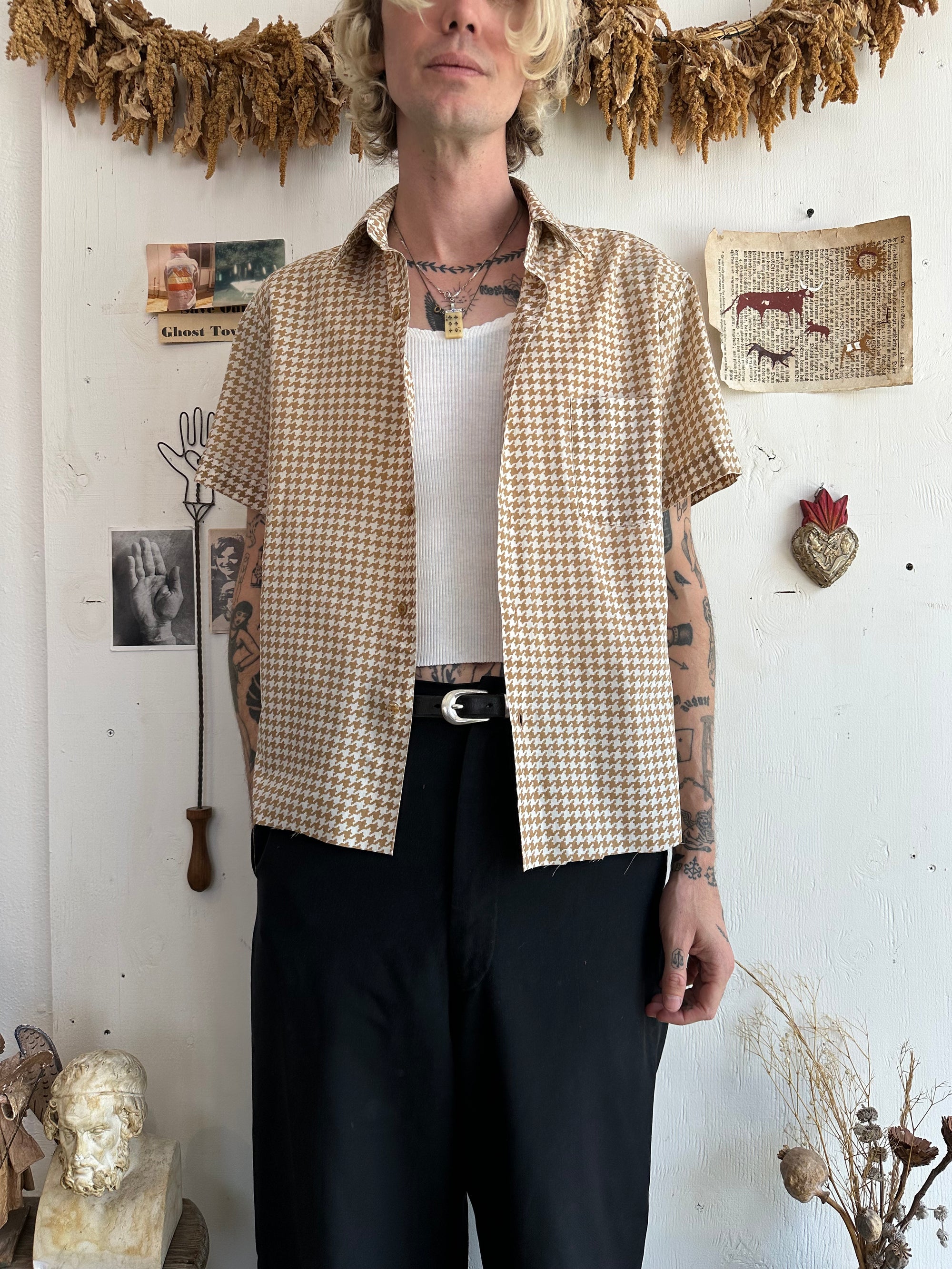 1970s Houndstooth Button Up