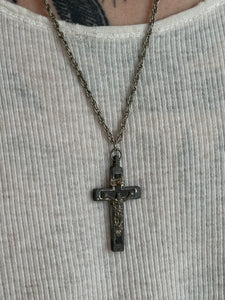 Vintage Crucifix Necklace w/ Braided Chain (24")