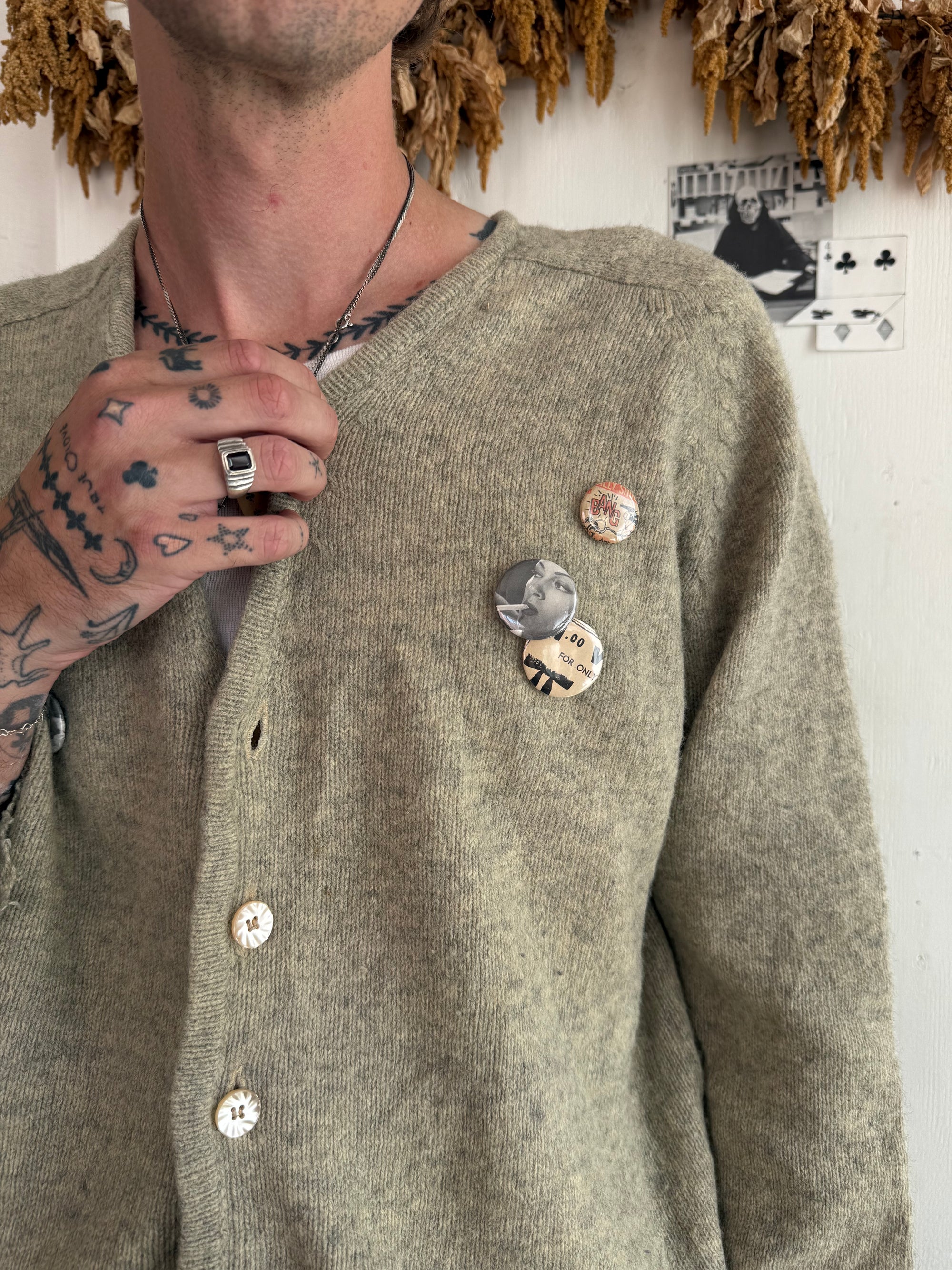 1960s Wool Cardigan W/ Pins