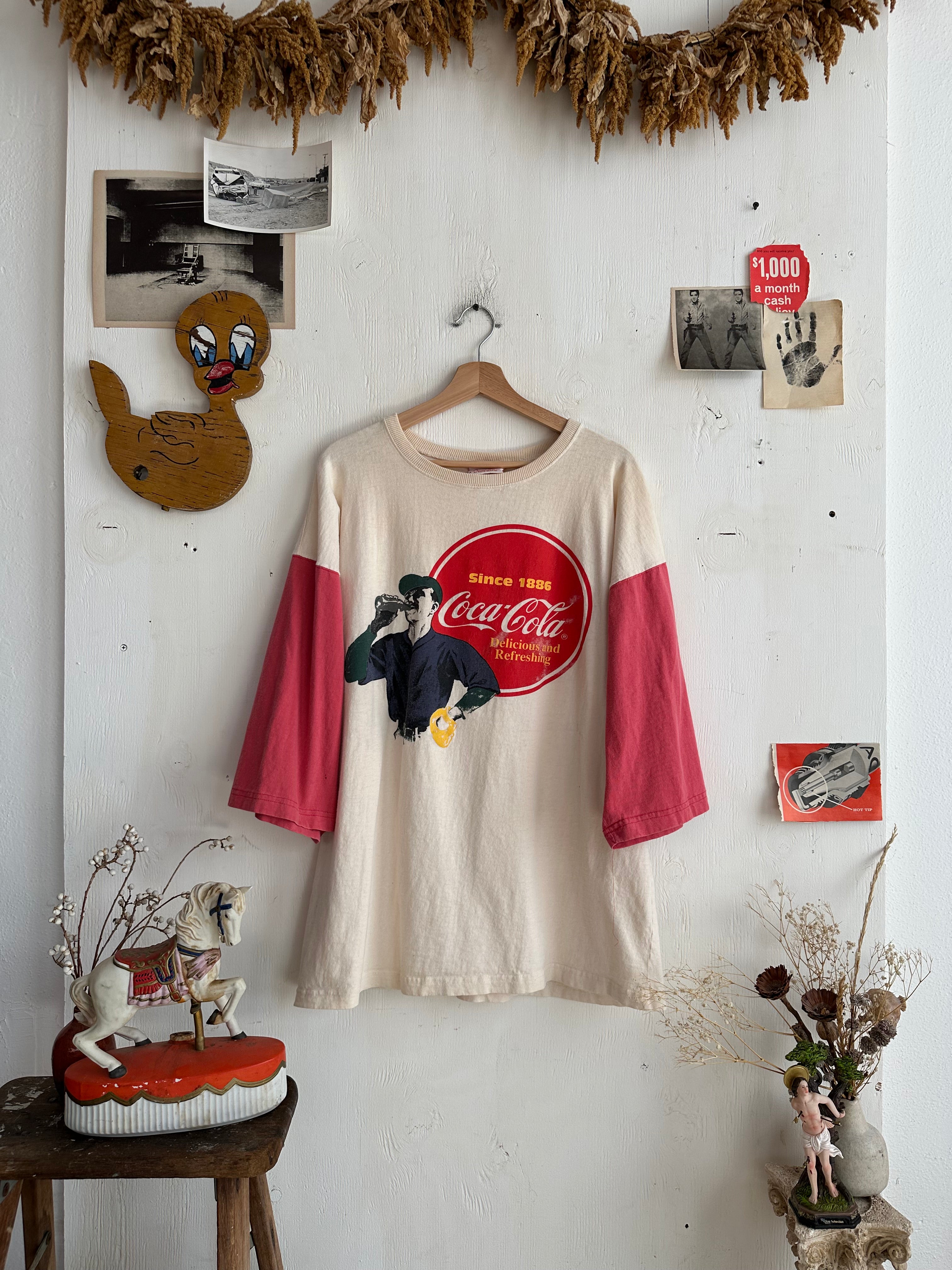 1990s Well-Worn Oversized Coca-Cola Baseball Tee (Boxy XL)