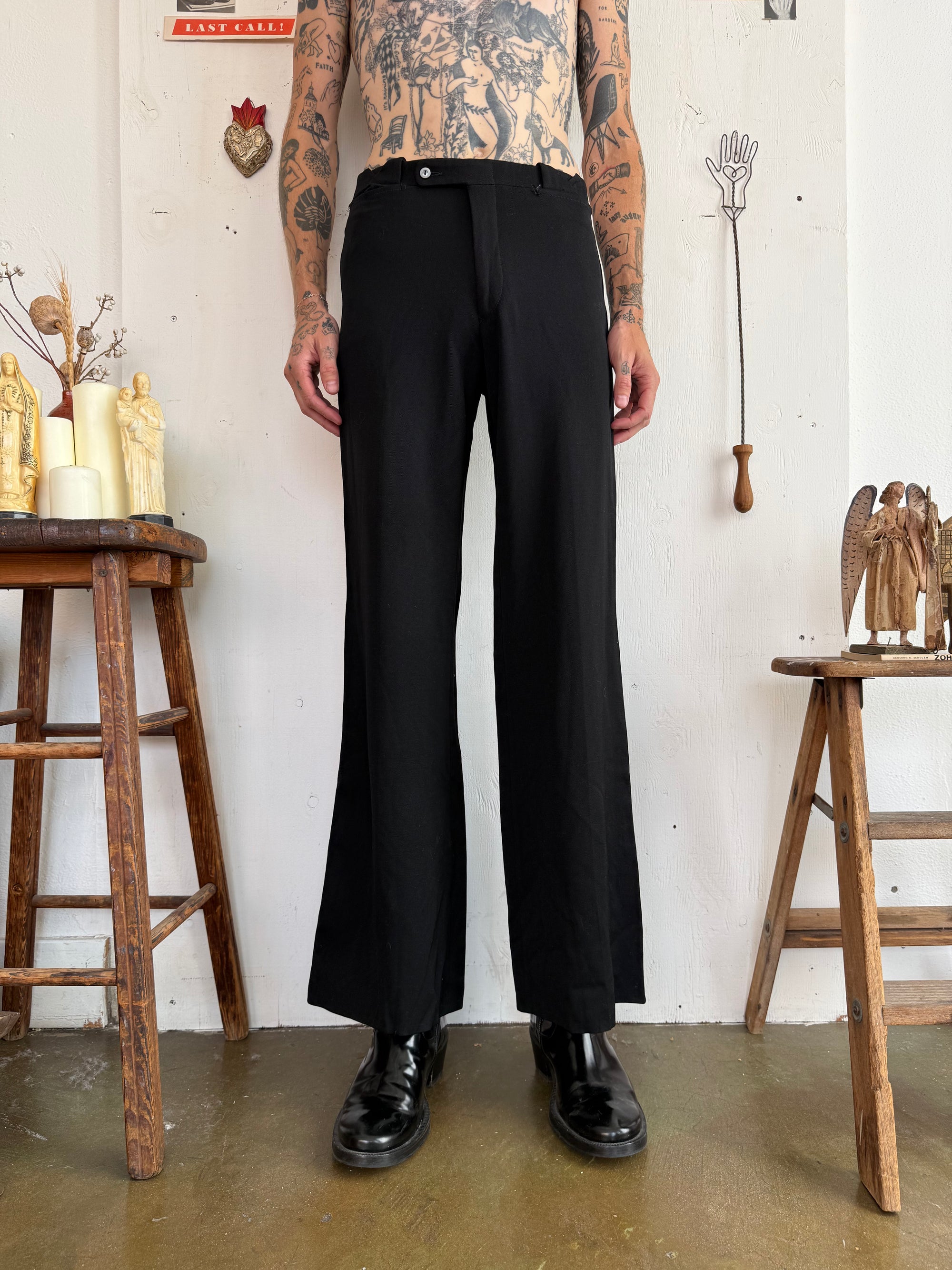1970s Flared Black Trousers