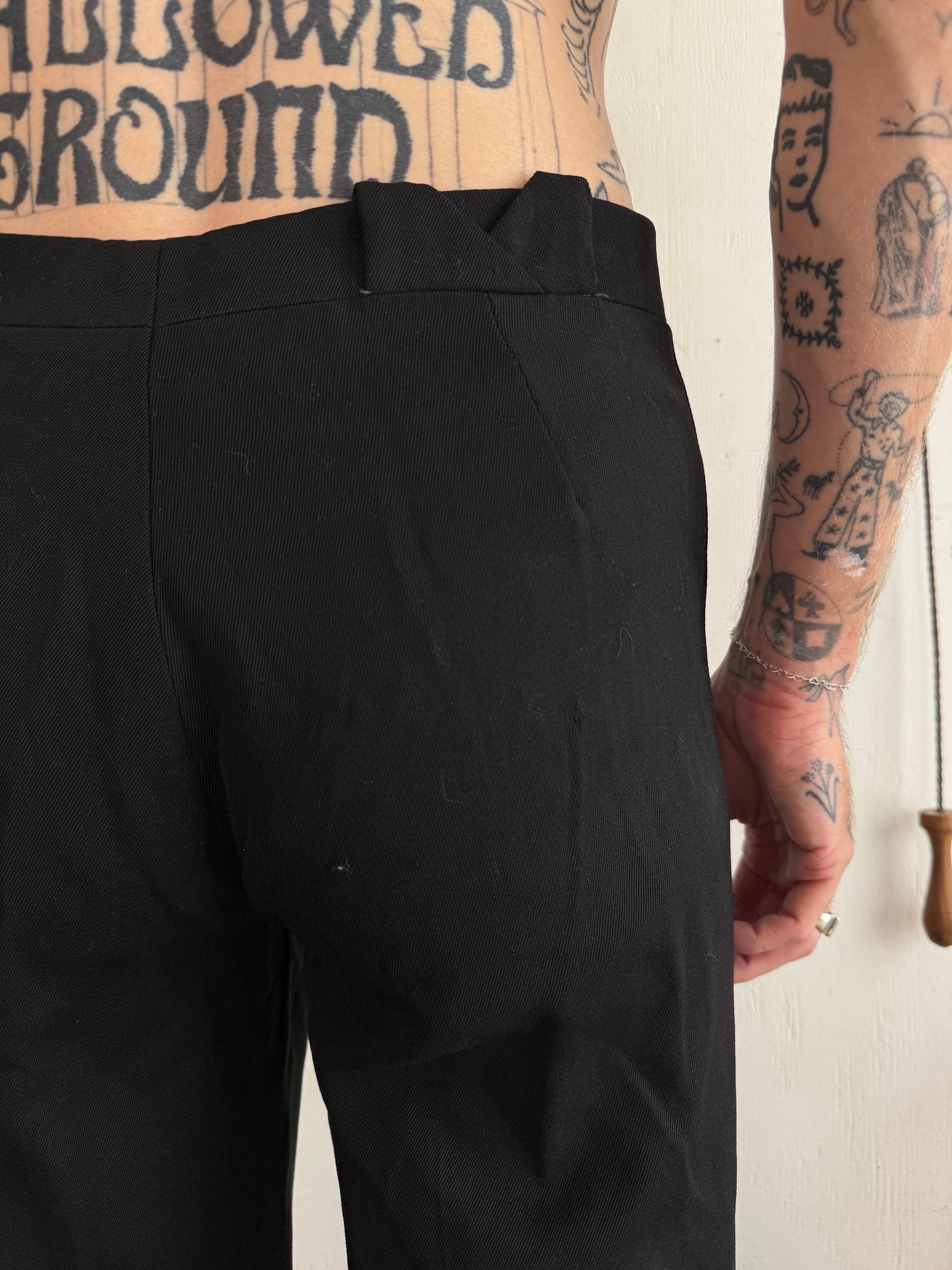 1970s Flared Black Trousers