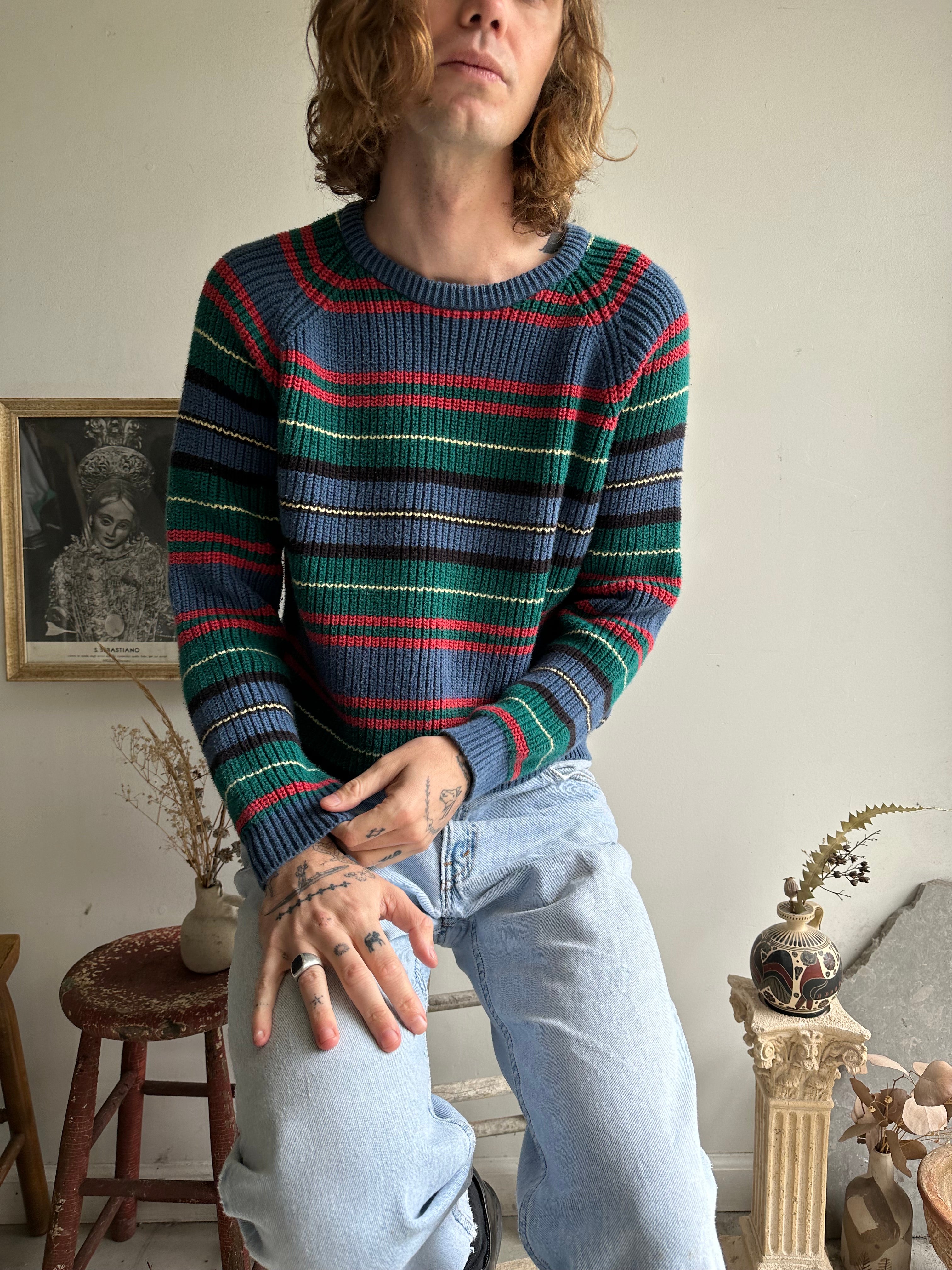 1980s Striped Knit Sweater (M)