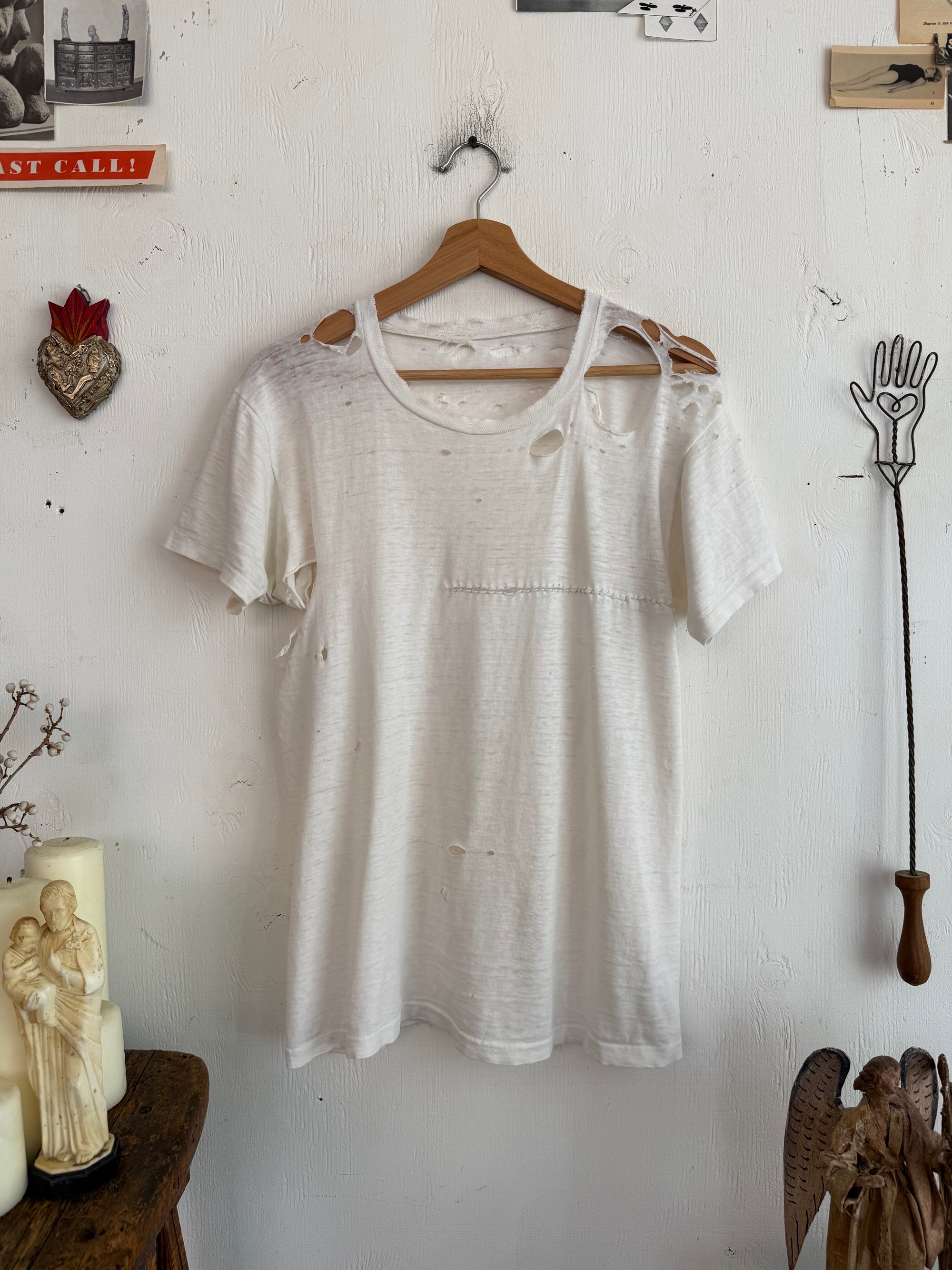 1970s Paper Thin Thrashed White Tee