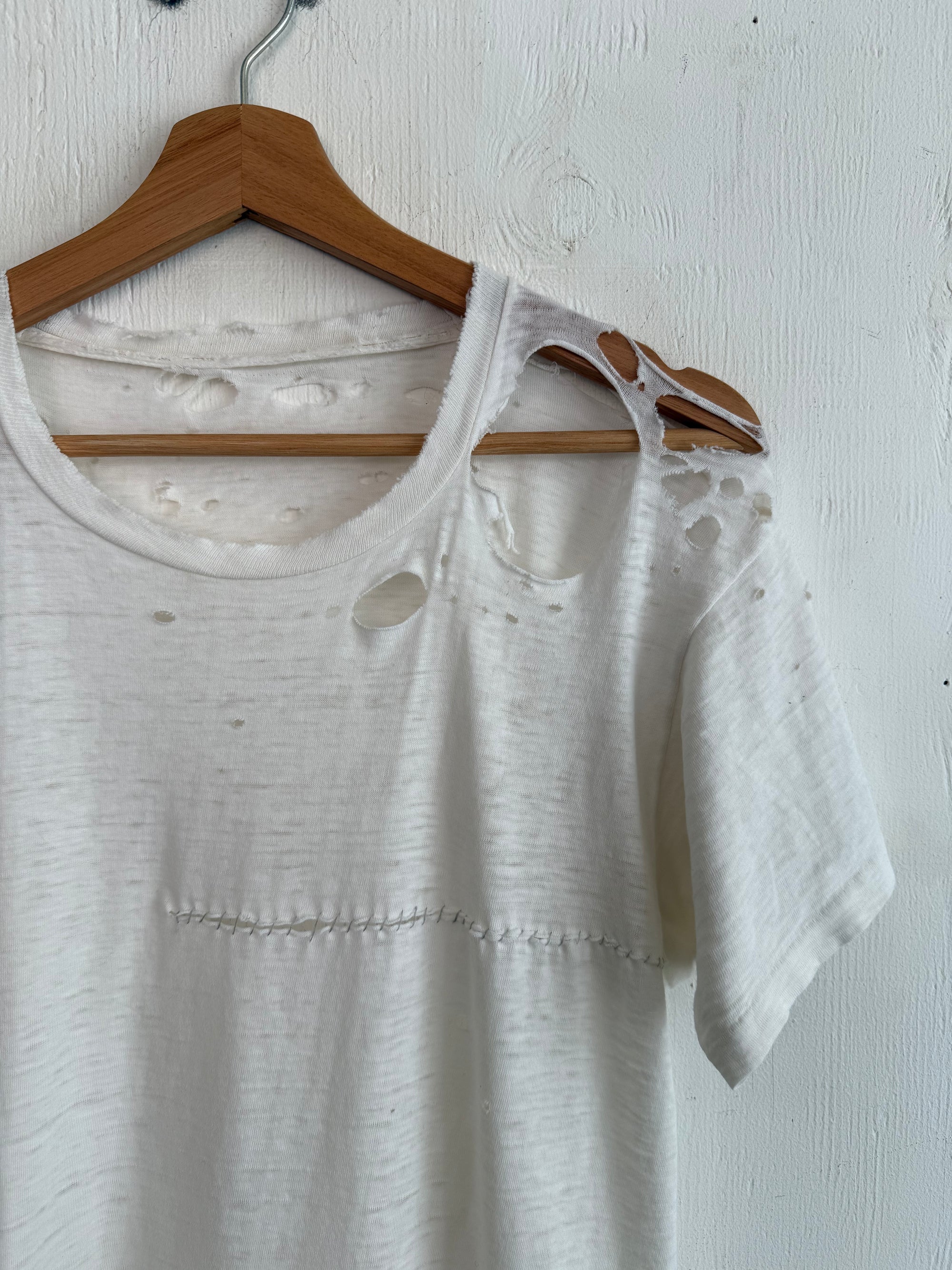 1970s Paper Thin Thrashed White Tee