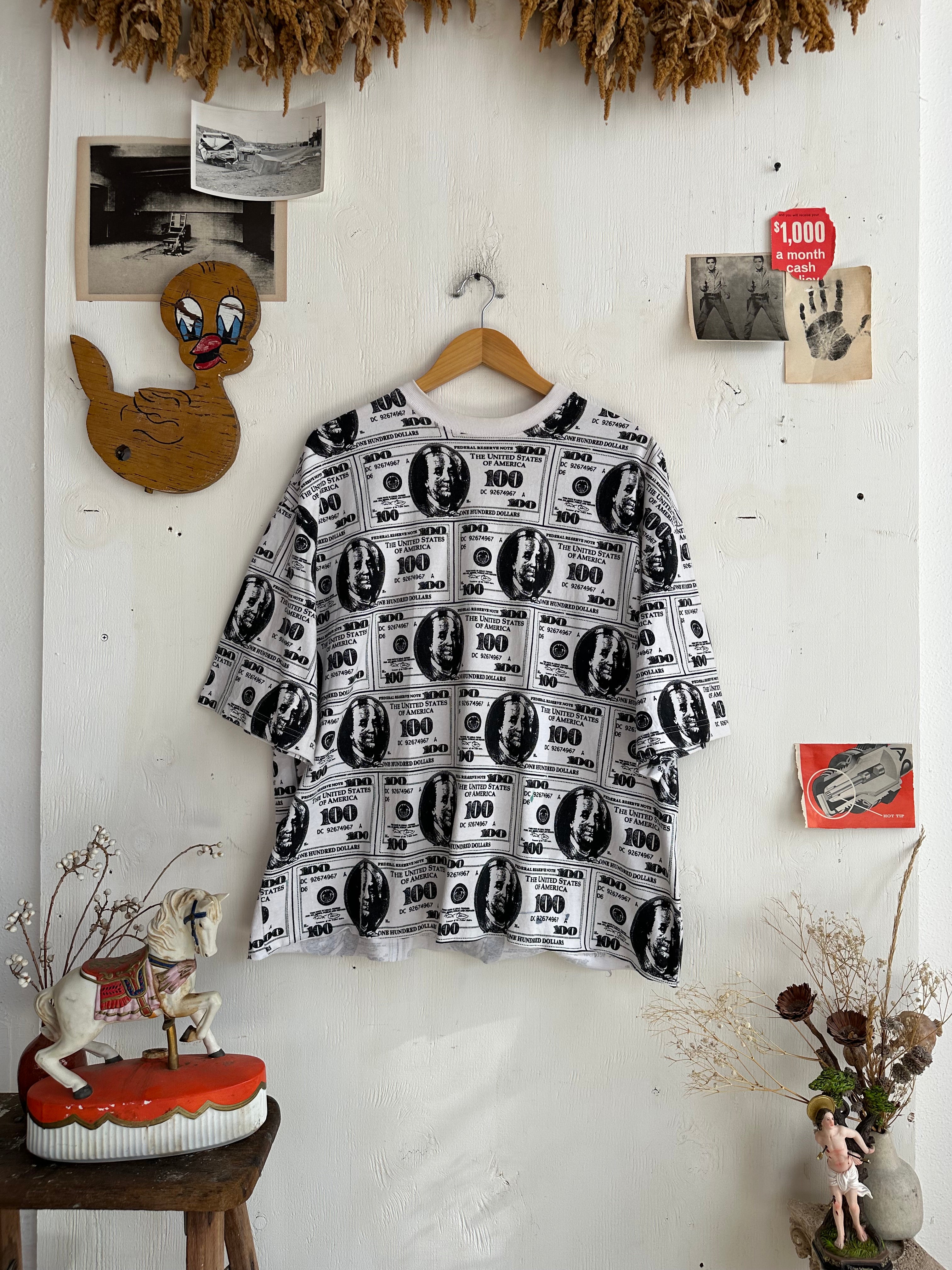 1990s All Over Print Money T-Shirt (Boxy XL)