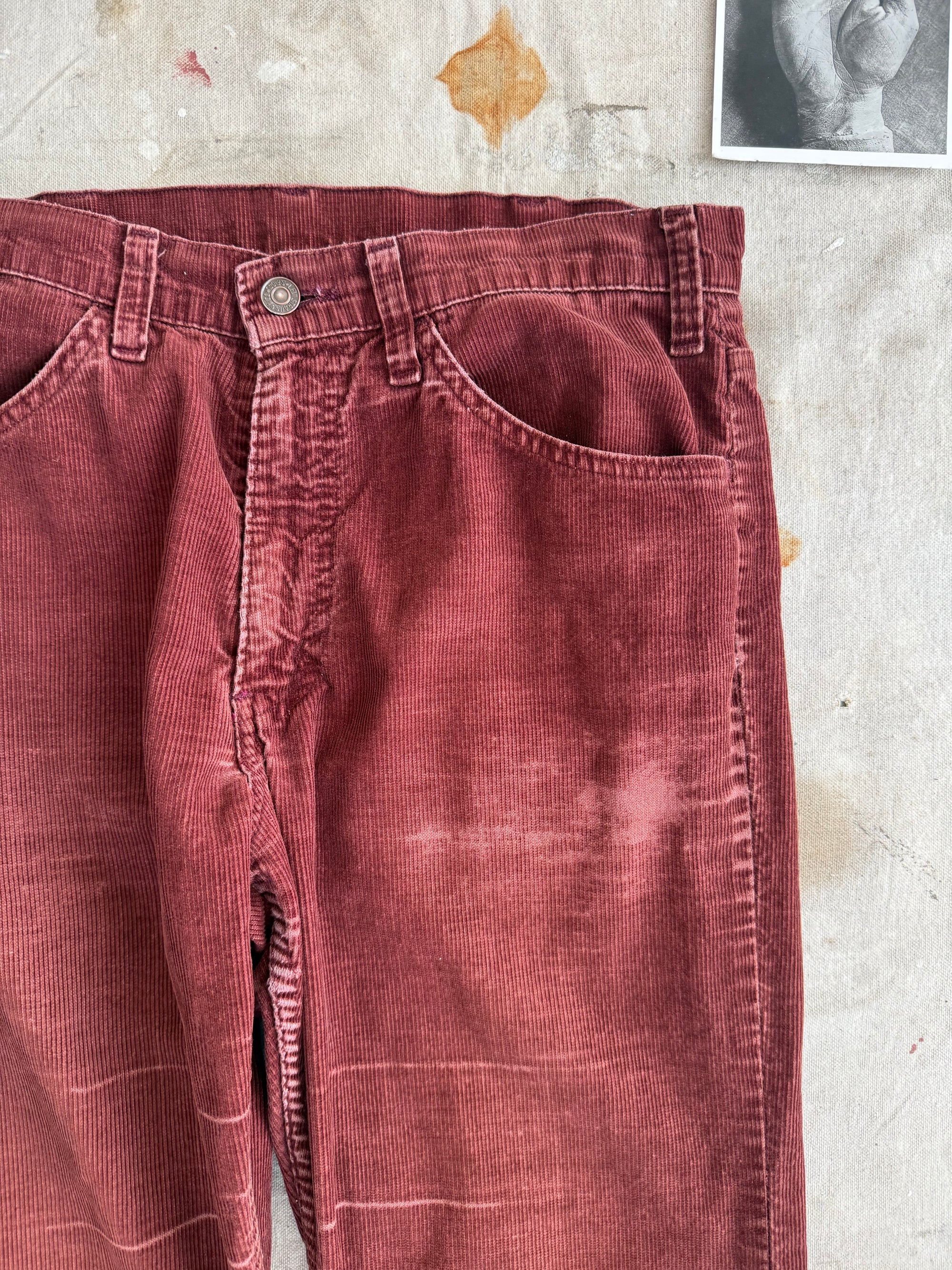 1970s Well Worn Deep Red Cords