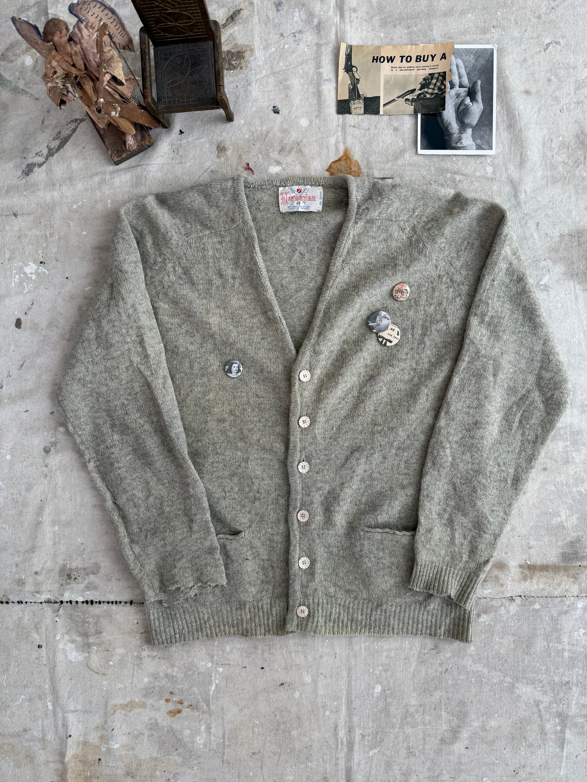1960s Wool Cardigan W/ Pins