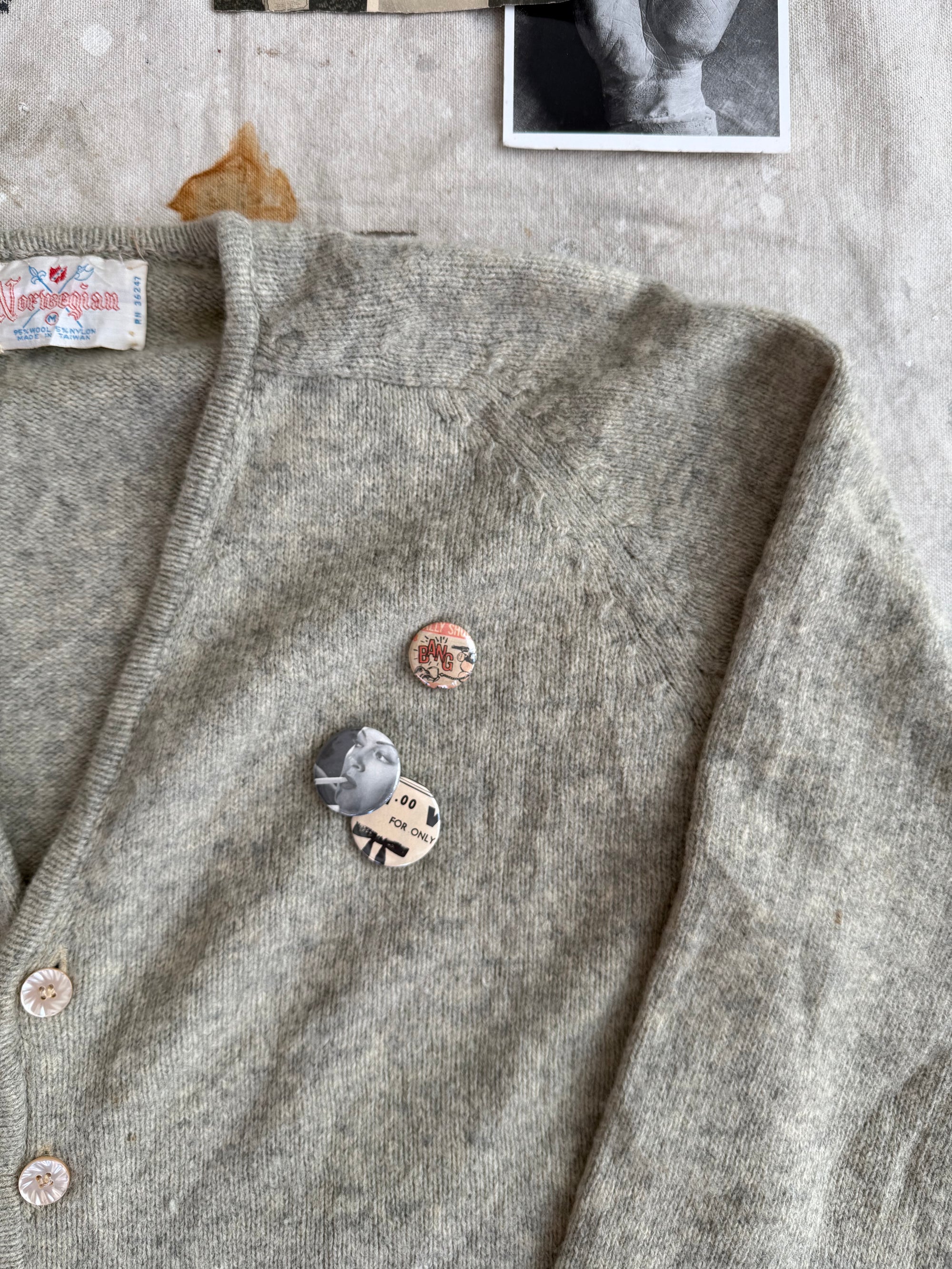 1960s Wool Cardigan W/ Pins