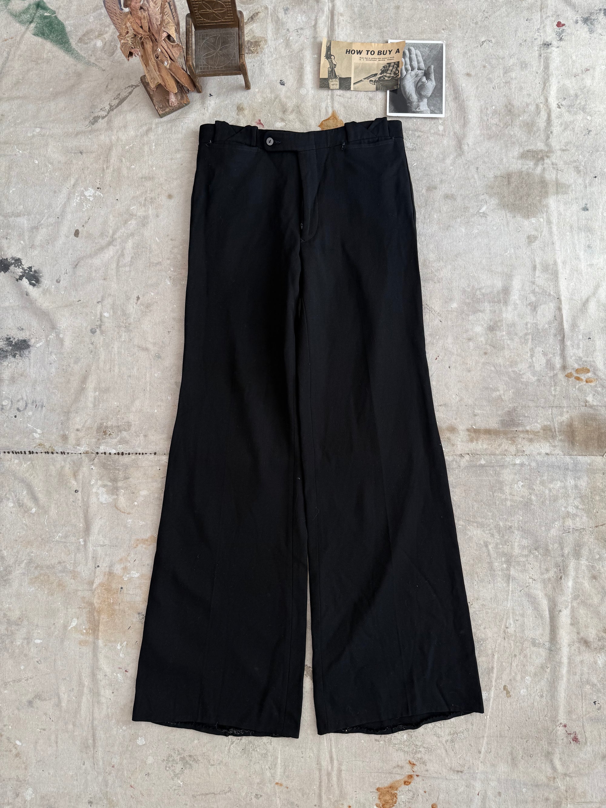 1970s Flared Black Trousers
